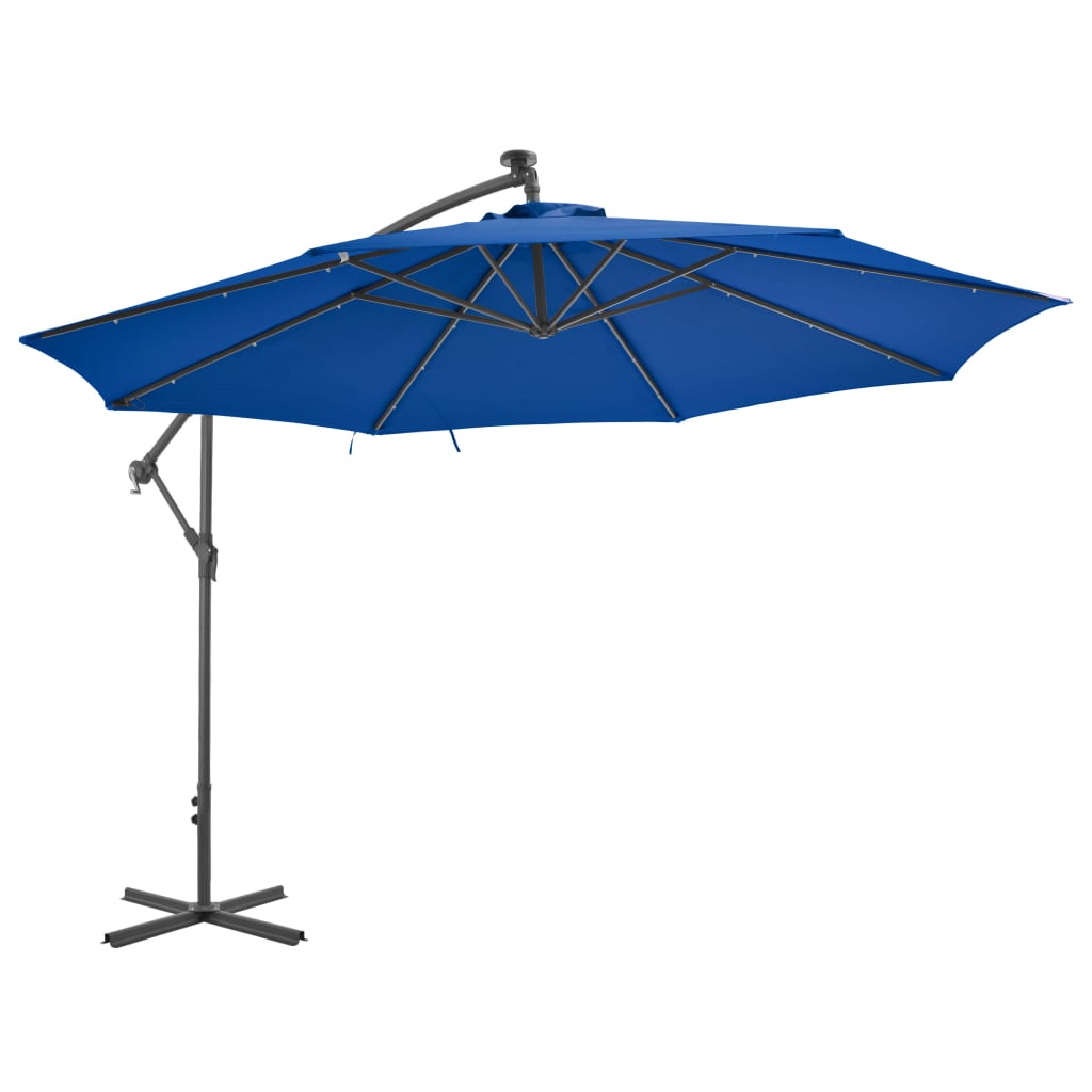 Parasol déporté avec mât en aluminium 350cm Bleu - 2