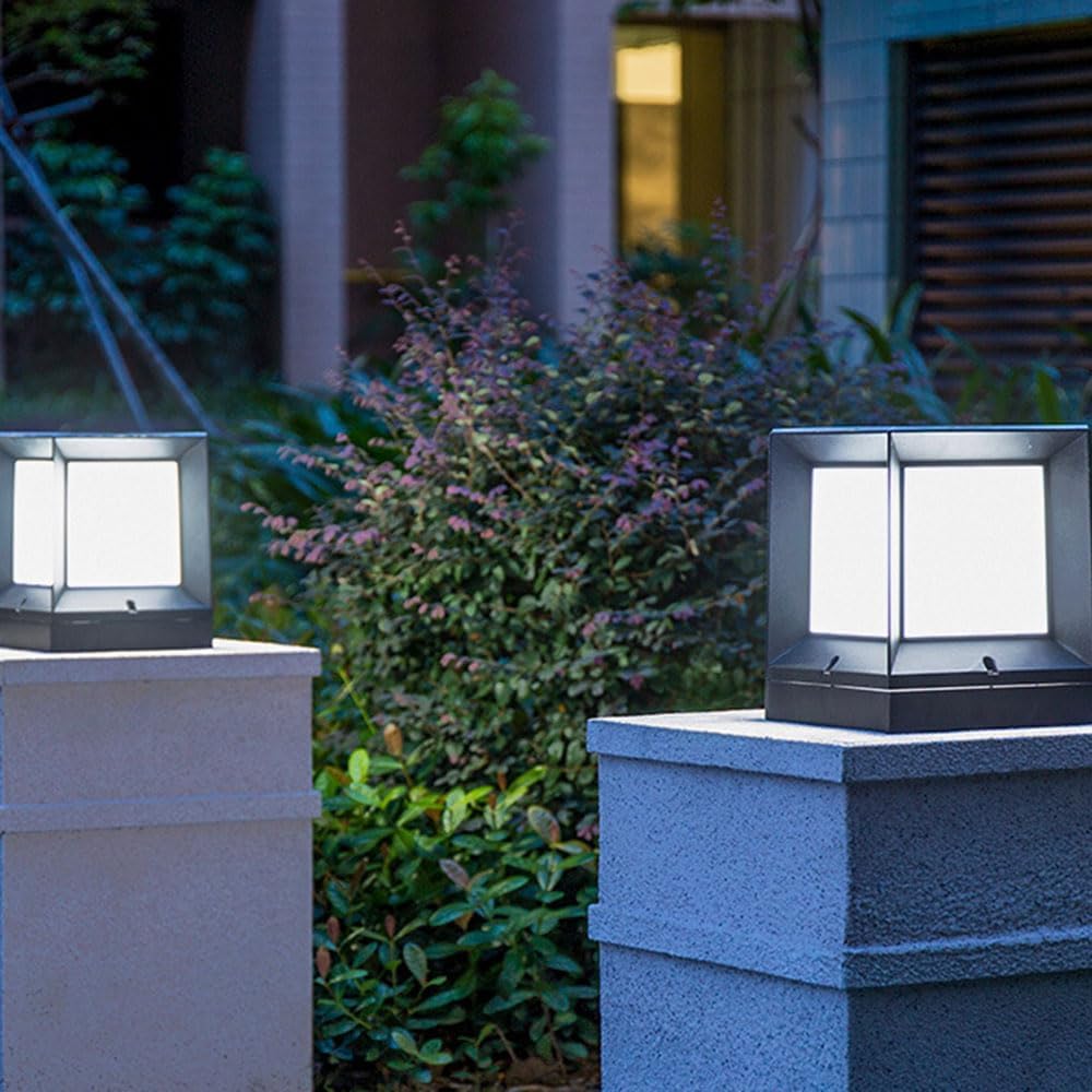 20cm Lampe sur poteau, luminaires de jardin modernes, lampe extérieure étanche, lanterne minimaliste pour balcon, luminaires d'aménagement paysager - 4