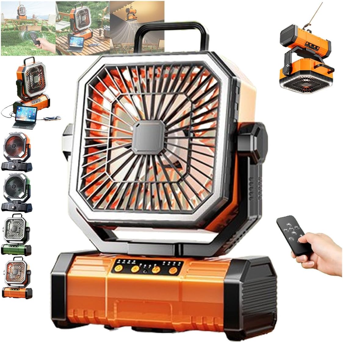 Ventilateur de camping 8000 mAh avec veilleuse, ventilateur de