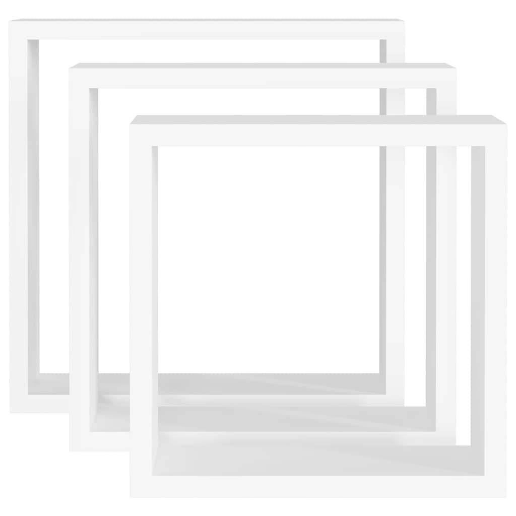 vidaXL Étagères murales sous forme de cube 3 pcs Blanc MDF - 4