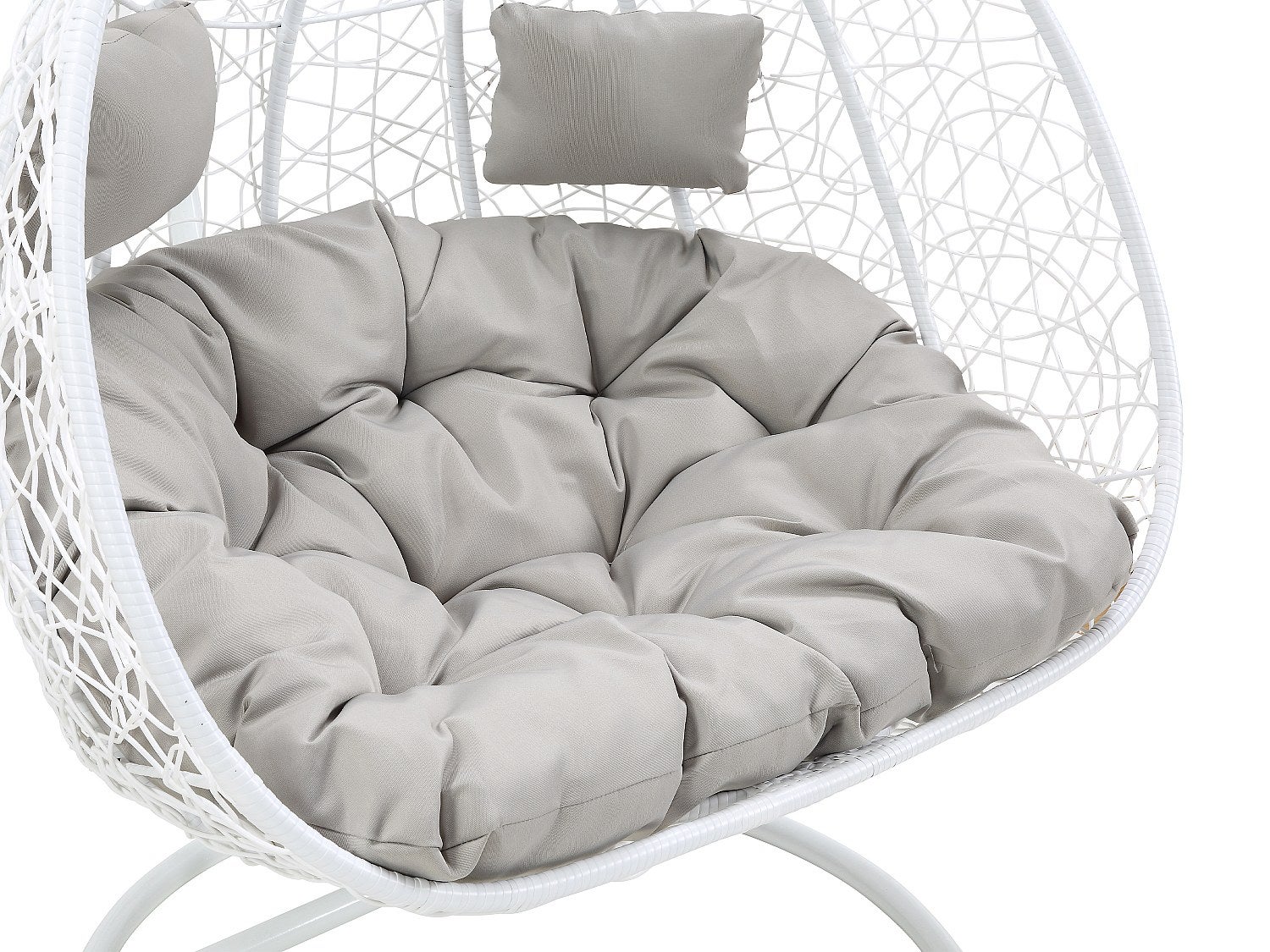 Fauteuil suspendu 2 places en résine tressée - Blanc avec coussins gris - CAYAMBE de MYLIA - 6