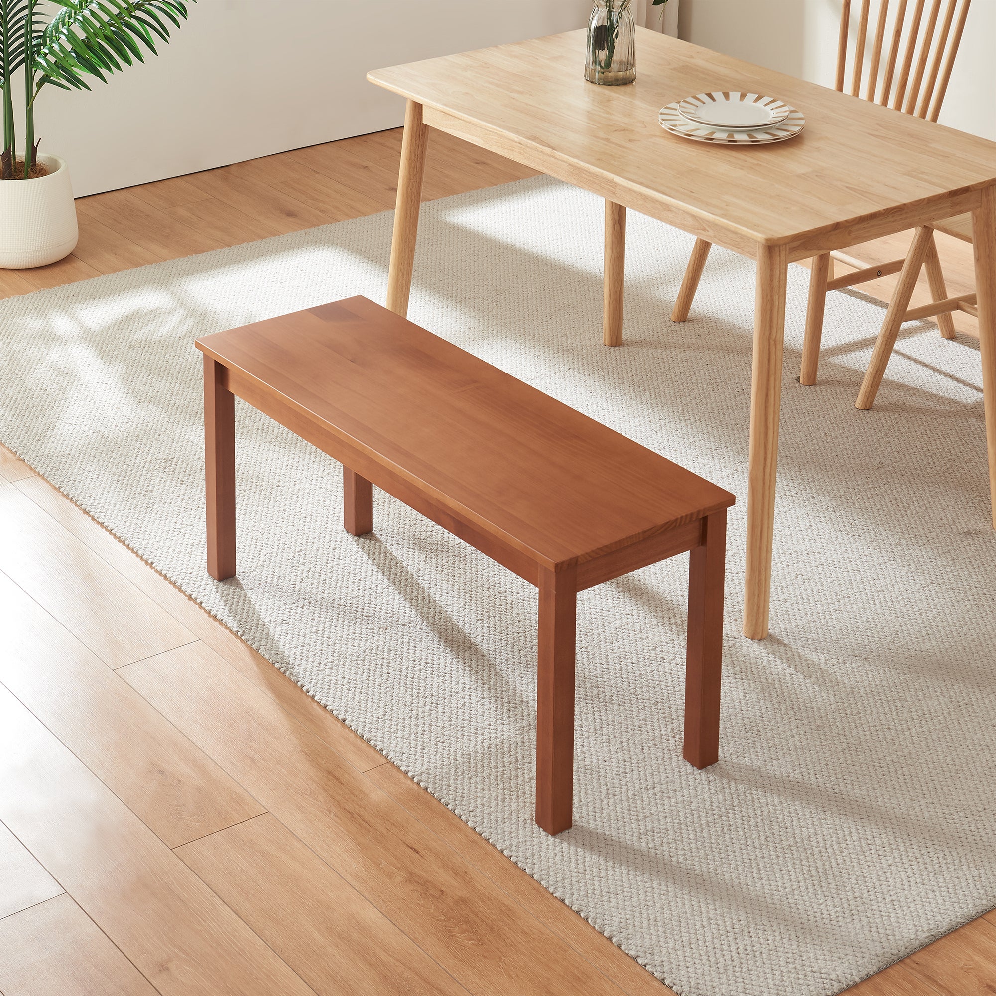 Banc de salle à manger Trerunulu 100 x 35 x 45 cm effet noyer [en.casa] - 3