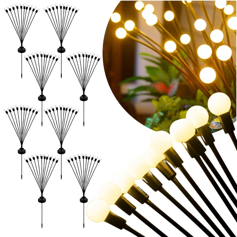 Zestaw 8 Solarnych Lamp Ogrodowych Kulki LED Wbijane Dekoracyjne Drzewka Świetlne