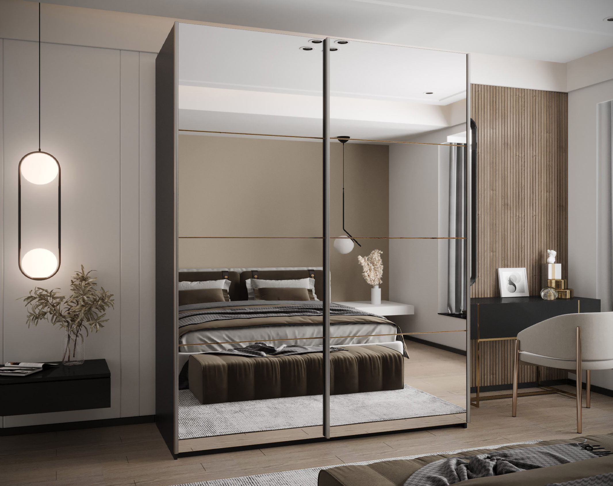 Szafa przesuwna wysoka Lux 2 200 x 64 x 245,5 cm czarny + artisan + u. srebrny - Abiks Meble - 2