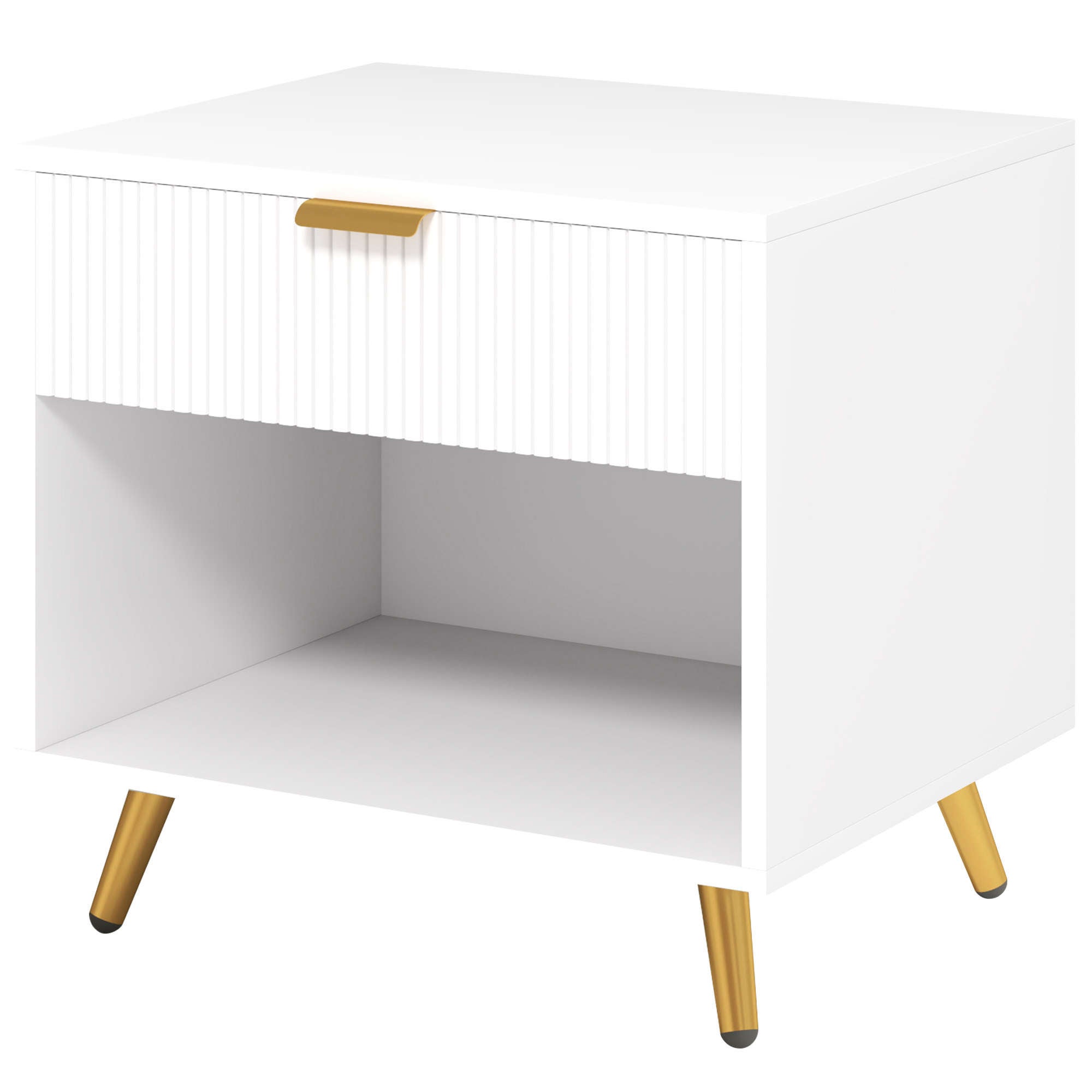 Homcom  Mesita De Noche Melamina De Madera, Mdf 50X40x47 Cm Blanco , Leroy Merlin