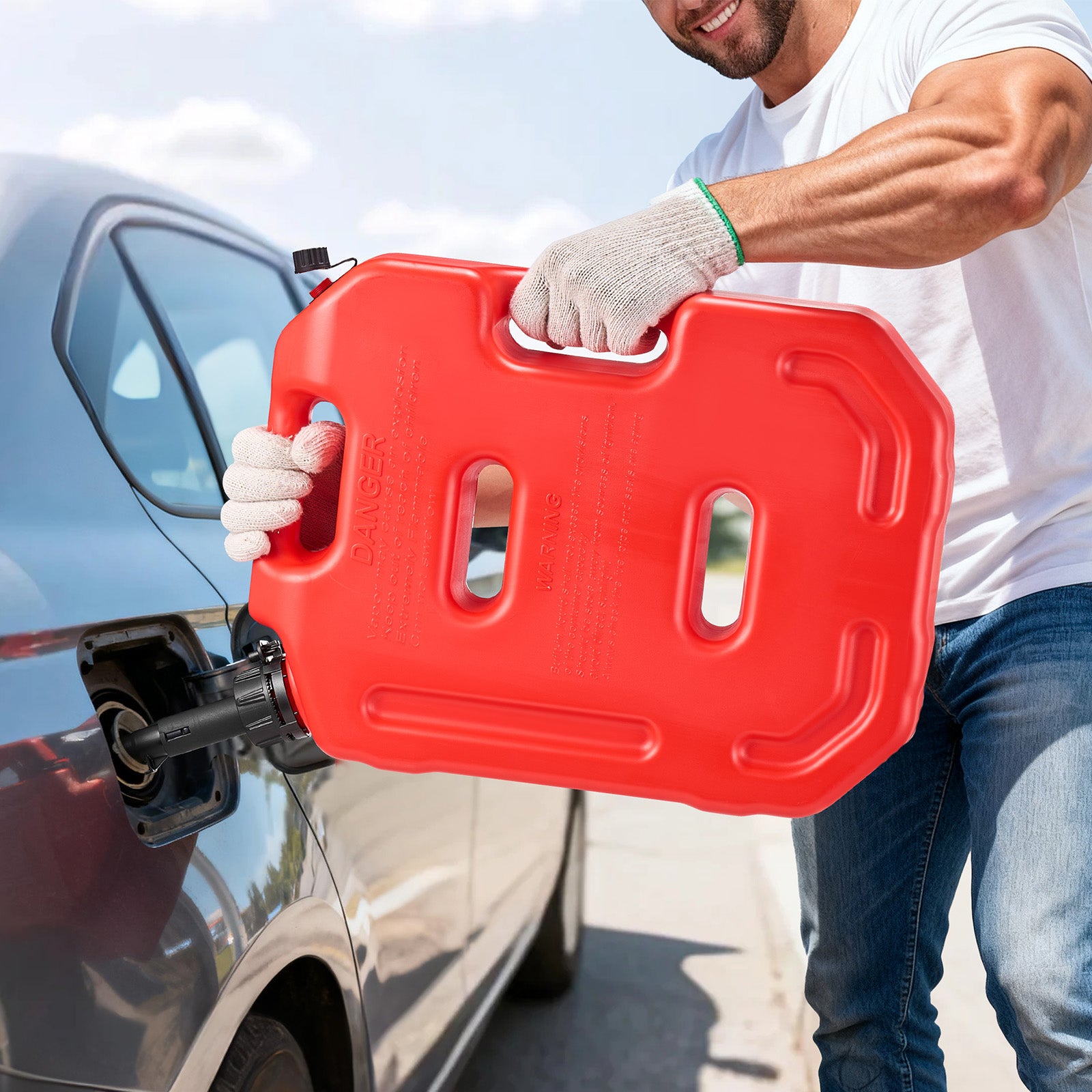 Bidon SucceBuy d’essence 10 L avec bec verseur, verrouillage sécurisé, débit 15 L/min, réservoir étanche voitures, motos, UTV, tracteurs, rouge - 8