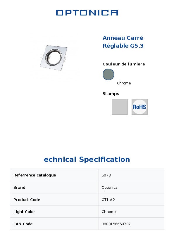 Support spot encastrable carré orientable Finition Chrome - 5