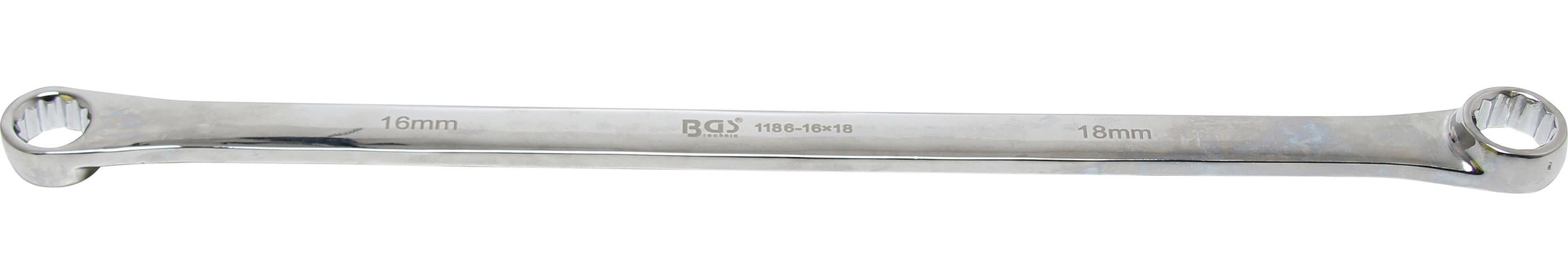 Klucz dwustronny płaski BGS, bardzo długi, SW 16 x 18 mm - 1186-16x18