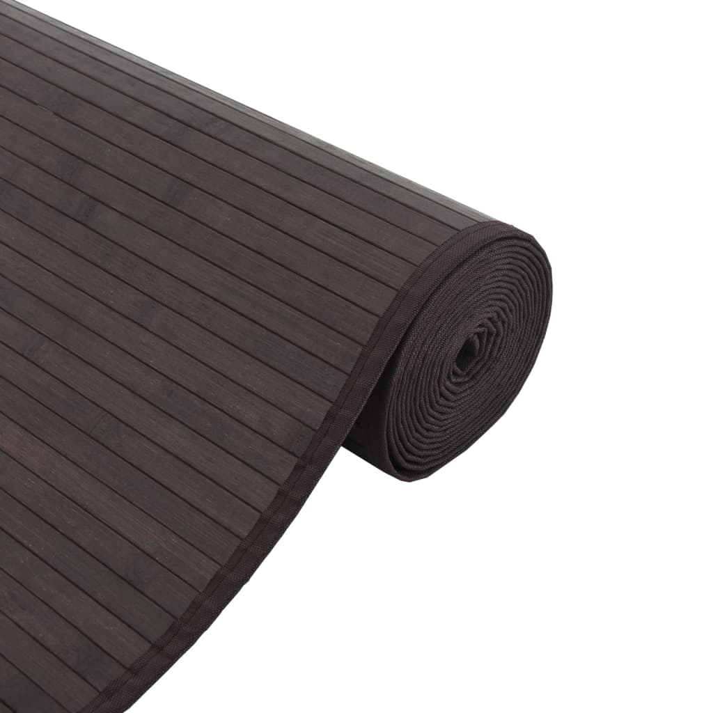 Tapis rectangulaire marron foncé 100x1000 bambou - 4