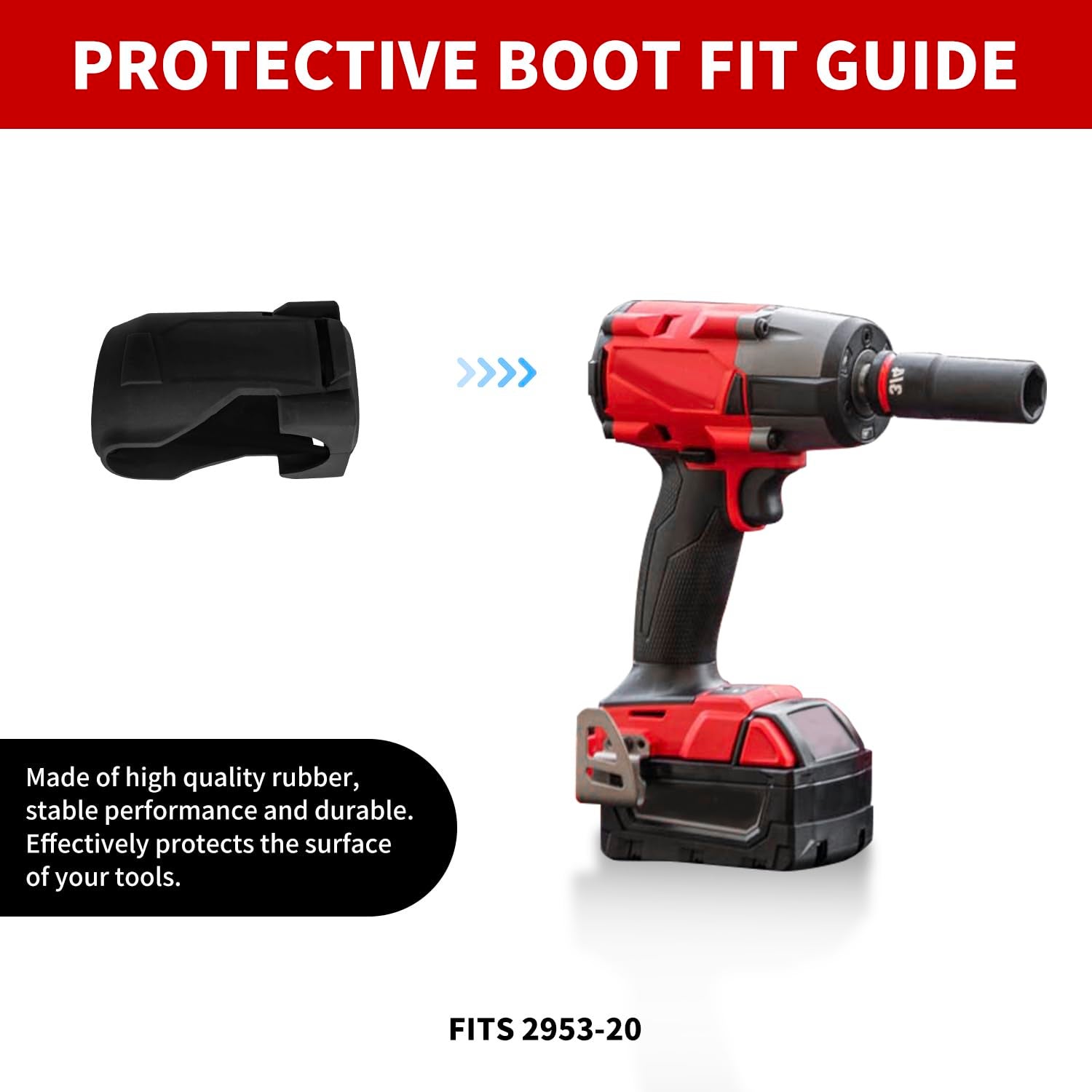 1 pack 49-16-2953 Botte de protection pour Milwaukee M18 Fuel Protection Boot 6,35 mm Hex Impact Driver (compatible avec 2953-20) - 3