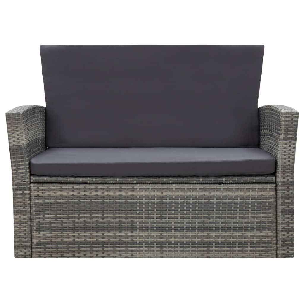 Salon bas de jardin en Rattan synthétique Gris 4 personnes - 7