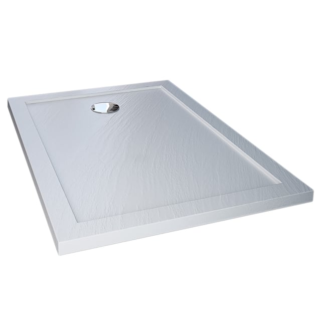 Piatto Doccia Slim 70x170x4 cm Rettangolare Acrilico Bordato Bianco Effetto Pietra mod. Flower