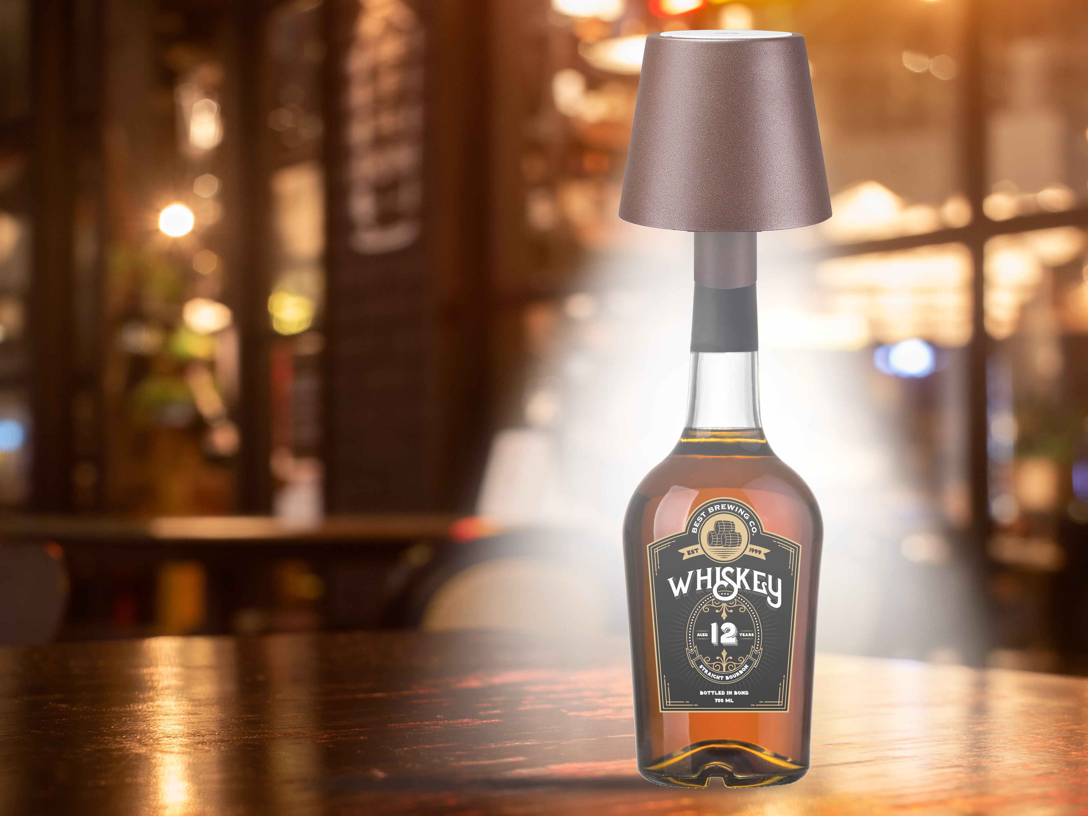 BEPER P201UTP120 Lampada da Tavolo Senza Fili 2in1, Lampada Touch da Scrivania, 1,5W, Adattatore per bottiglie incluso, Corten - 7