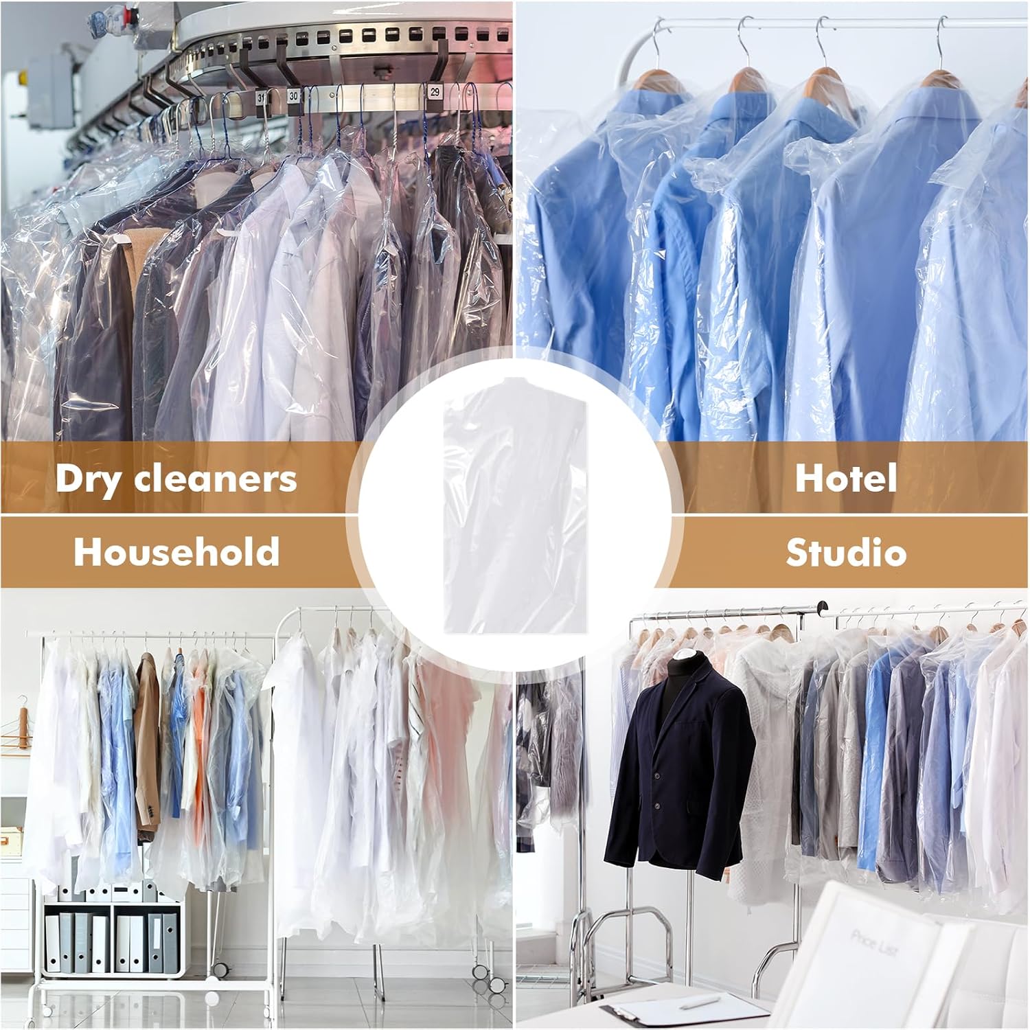 10 Pièces Housses de Vêtements, 45 ×70 cm Transparent Housse Vêtements à Suspendre, Housse Costume, Housses de Protection Anti-Poussière - 6