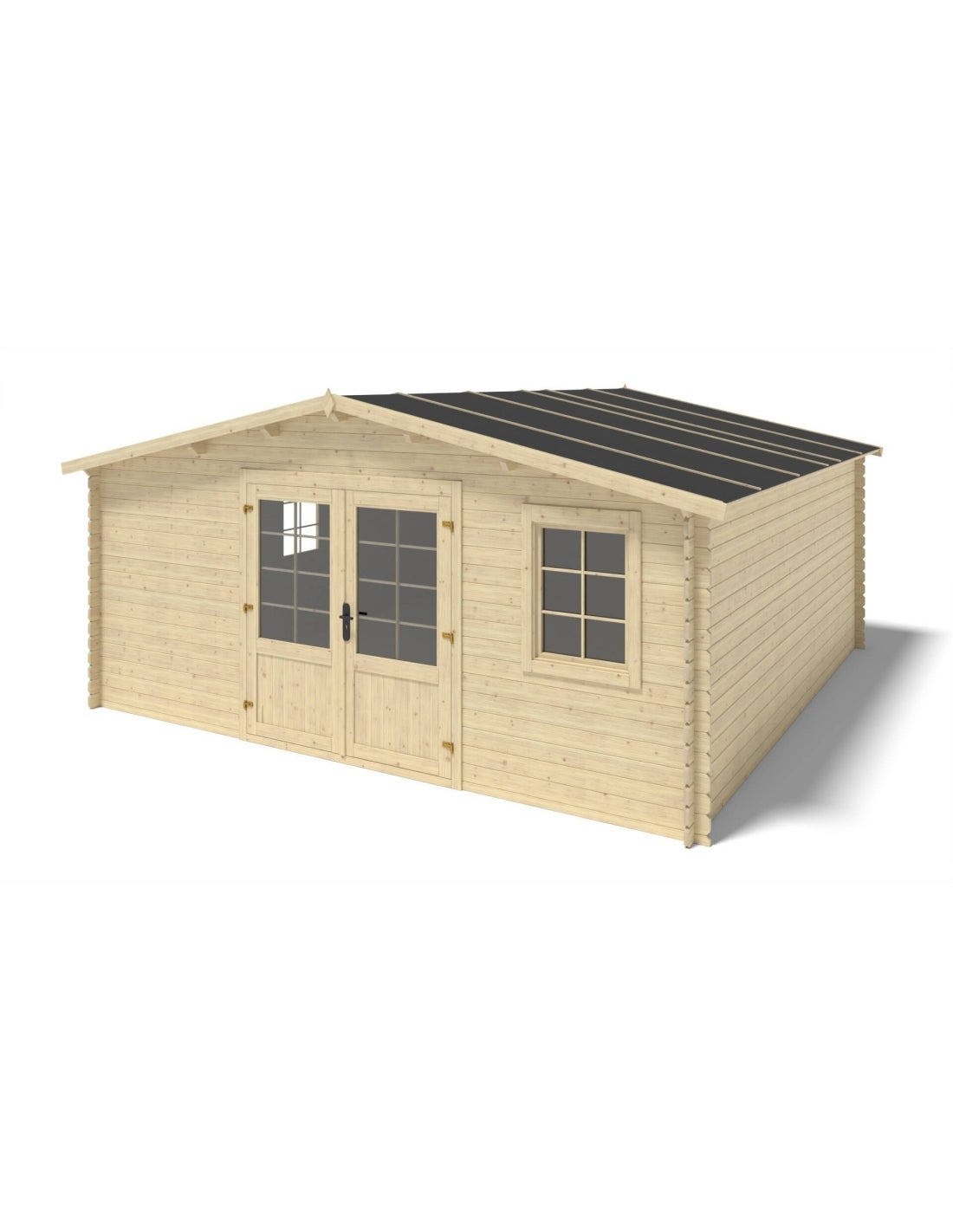 Abri de jardin en bois - 25m2 - 5x5m - Ep. 28mm - Couleur: naturel - DOM591 - ALTANKA - 9
