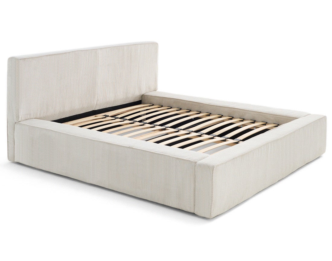 Lit coffre 180x200 en velours côtelé sommier inclus Pivoine