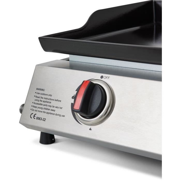 COOKING BOX CALI Piastra a Gas - 4 Bruciatori - 9,6 kW - 82x45x22 cm - Superficie di Cottura in Acciaio: 77x35 cm - 8