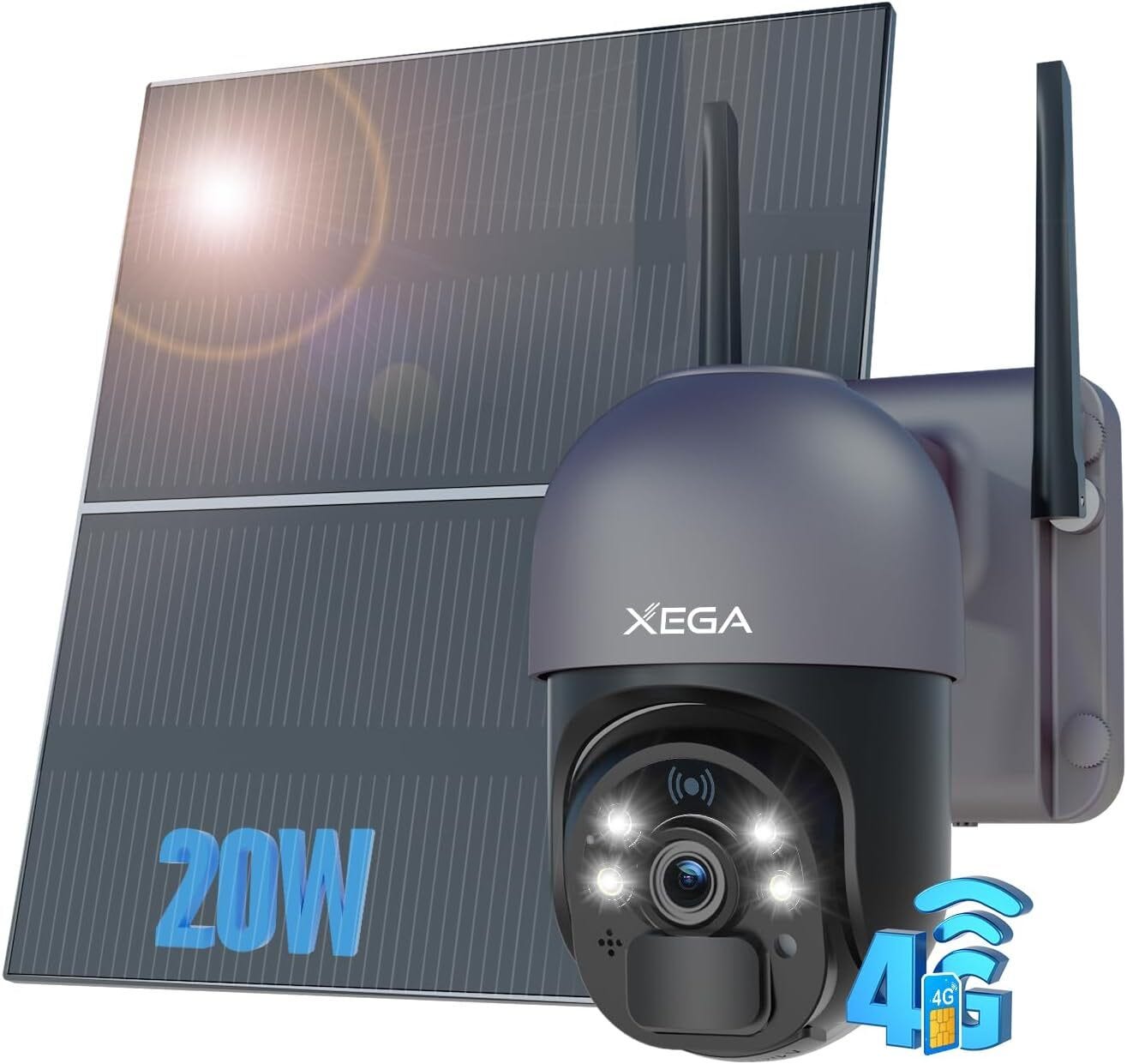 Xega 3G/4G LTE Caméra Surveillance Solaire Extérieure sans Fil PTZ Xega 3G/4G LTE Caméra Surveillance Solaire Extérieure sans Fil PTZ