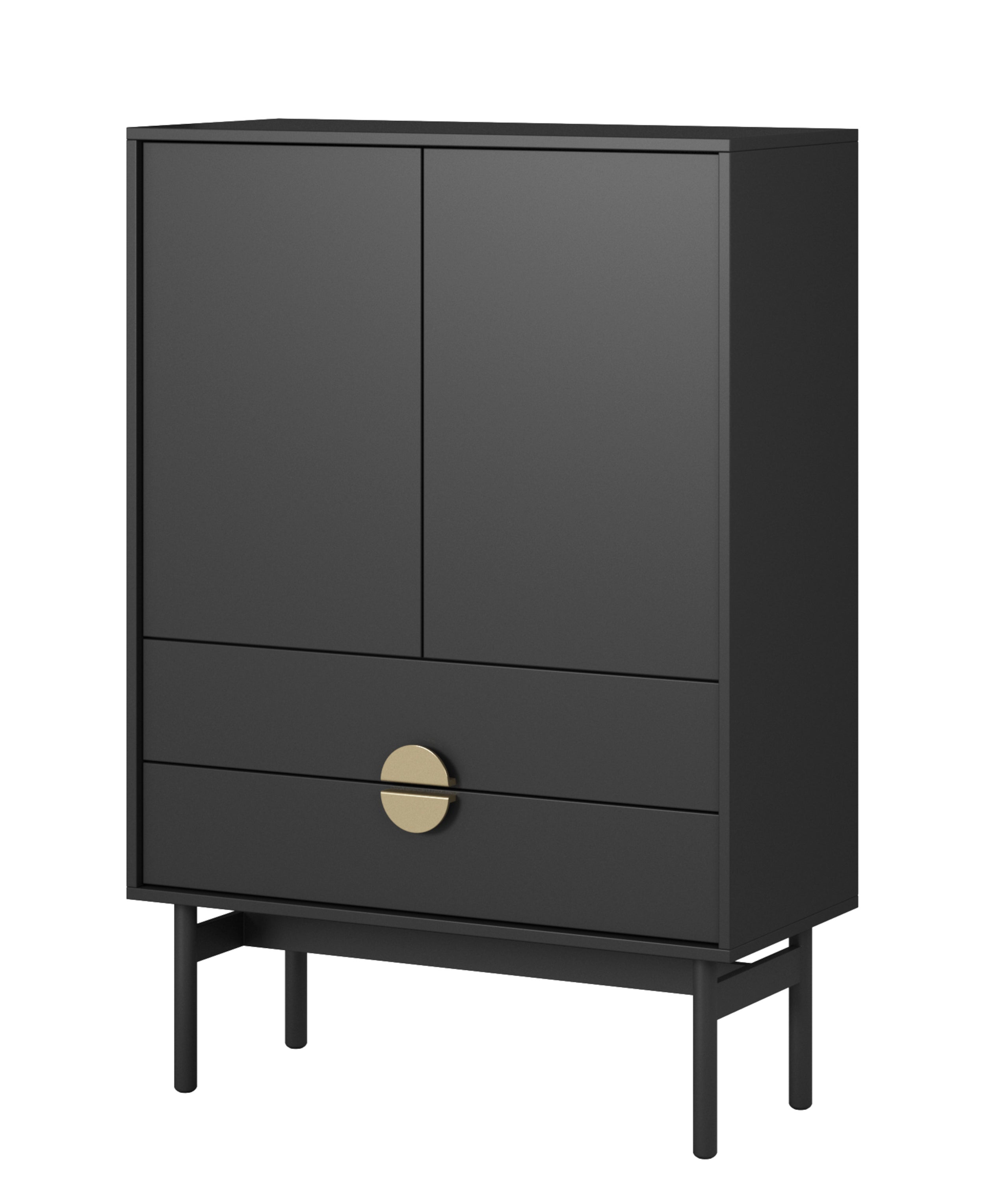 STOON - Buffet haut - 85 cm - avec deux tiroirs - noir | Leroy Merlin