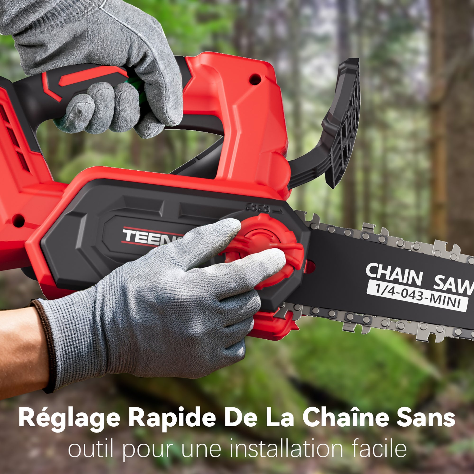 TEENO Tronçonneuse électrique sans fil à moteur brushless de 12 pouces et 1200 W, 2 batteries de 4,0 Ah - 5