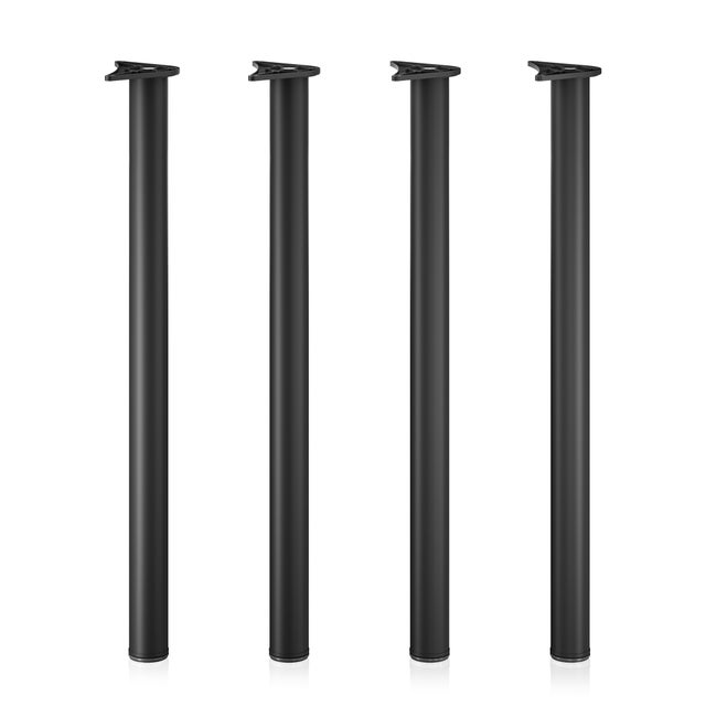 Lot de 4x Pied de table V1 - 60 x 60 x 870 mm / Ø 60 mm - en Acier inoxydable - couleur Noire - Piètement Support de bureau Réglable pour… Wiltec