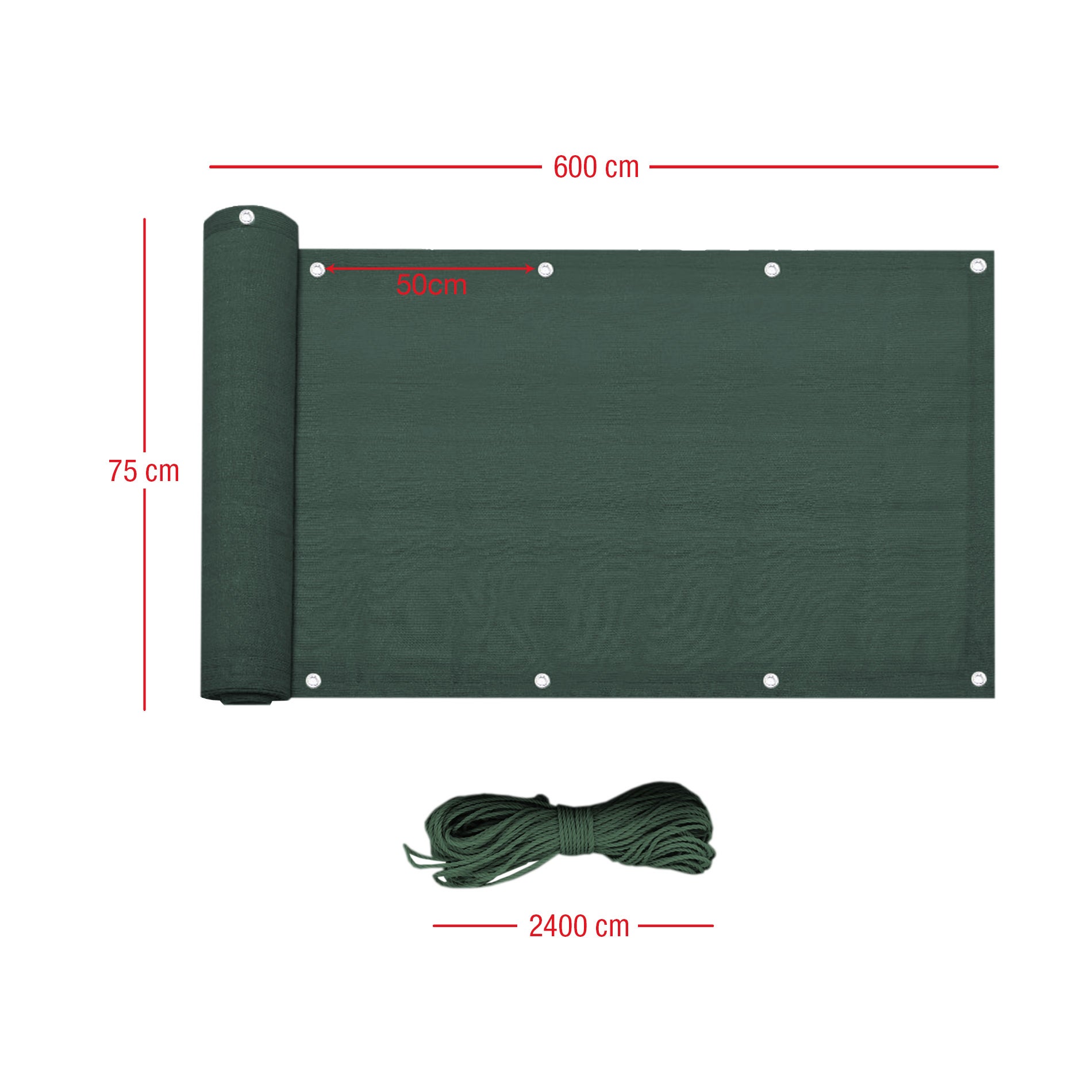 Pantalla Pe Privacidad Rebecca Mobili Barandilla De Balcón Hdpe Verde 0.75x6 - 3