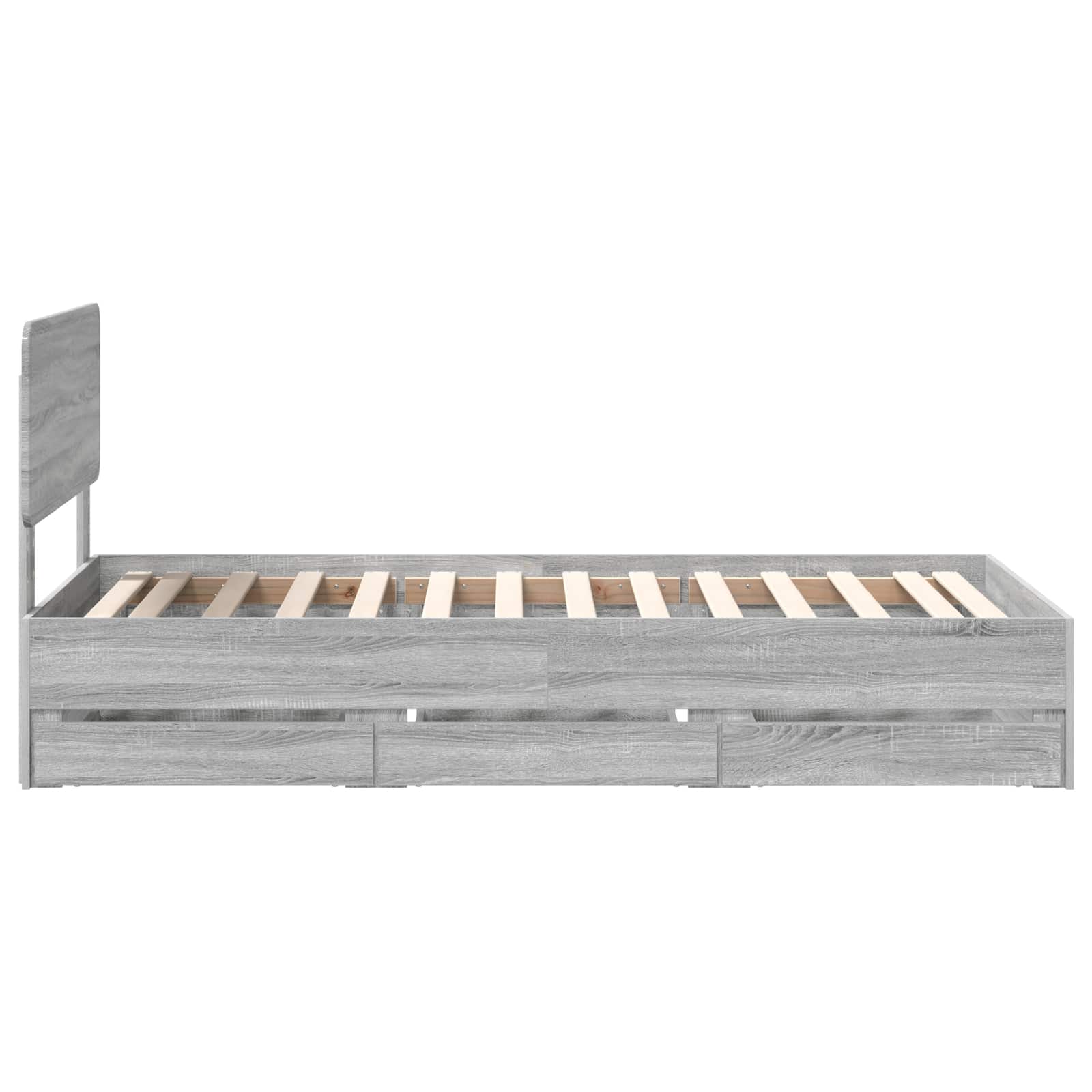 Cadre de lit en panneau de bois gris pour la chambre, 100 × 200 cm - 9