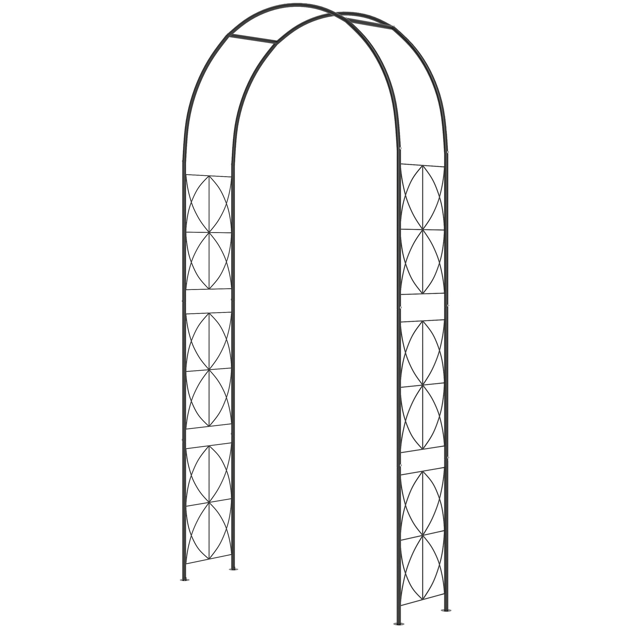 Arche métallique jardin roses/plantes grimpantes, support plantes, décoration, 114x30x230 cm, noir - 2