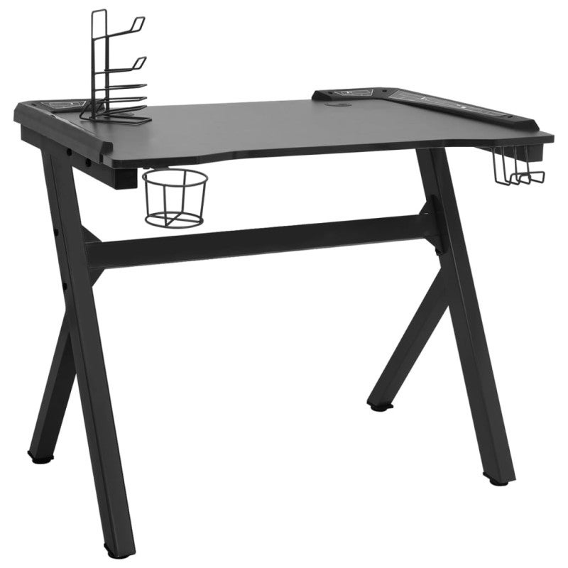 Bureau de jeu à LED en forme de Y noir 90x60x75 cm - 3