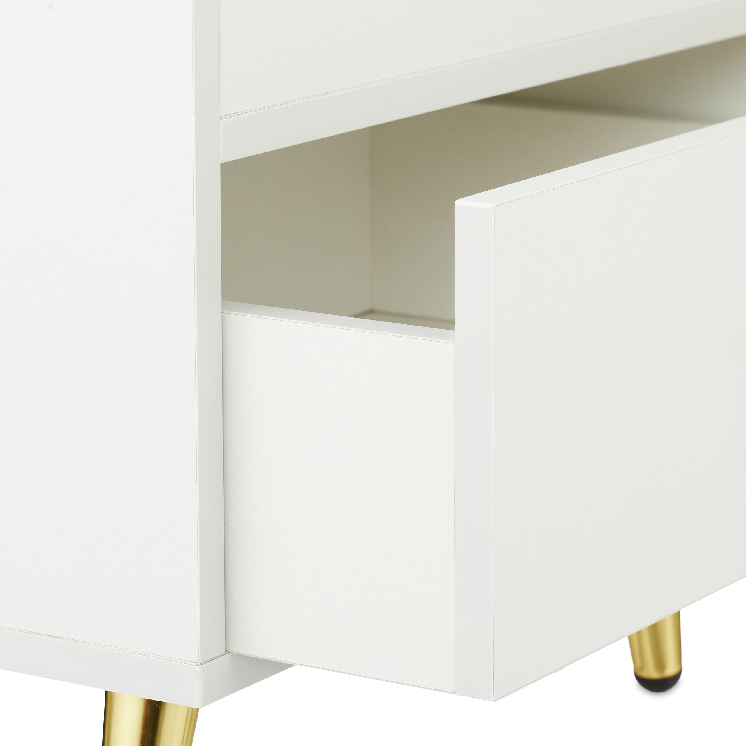 Comodino da Notte con Cassetti, 2 Tavolini Bassi Laterali Camera da Letto, HLP: 41,5x40x32,5 cm, Bianco Oro, Relaxdays - 5