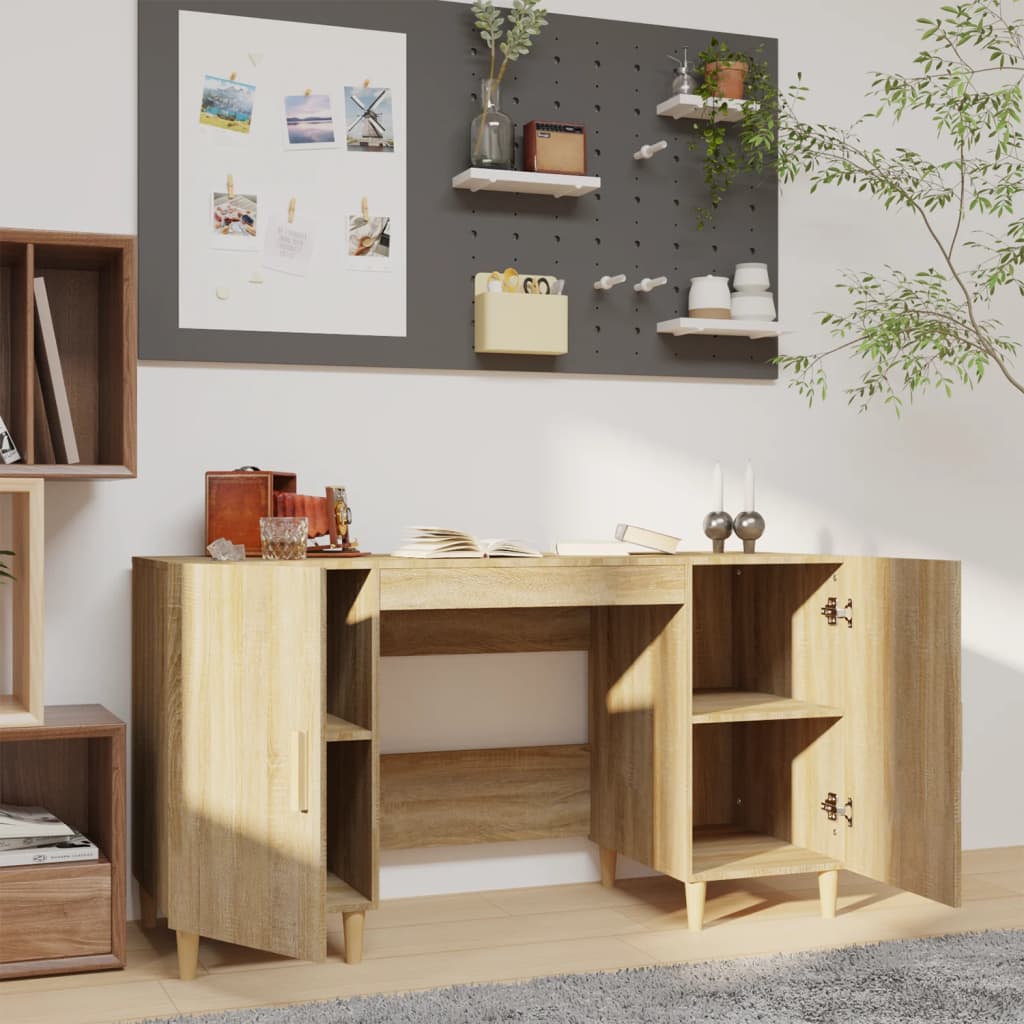 Bureau，Table de travail，Table d'étude Chêne sonoma 140x50x75 cm Bois d'ingénierie CWV39885 - 3