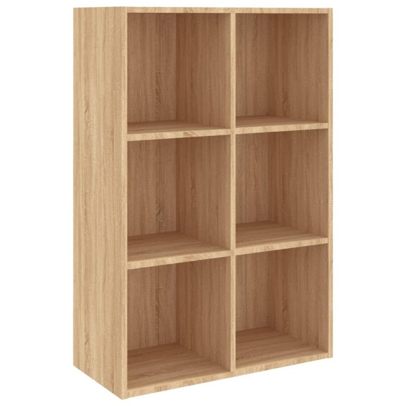 Bibliothèque / Étagère à Livres En Bois Chêne Sonoma 66x30x130 Cm - 8 Compartiments, Peut S'utiliser En Buffet - À Monter