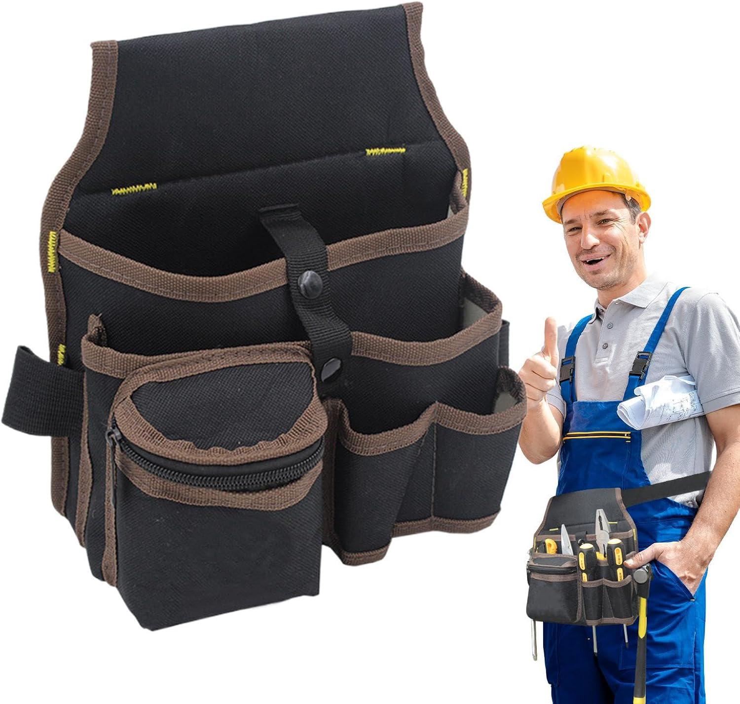 KUNN Pochette à Outils De Charpentier 10 Poches - Ceinture Réglable 5 Cm, Porte-marteau Et Mètre Ruban, Construction Robuste