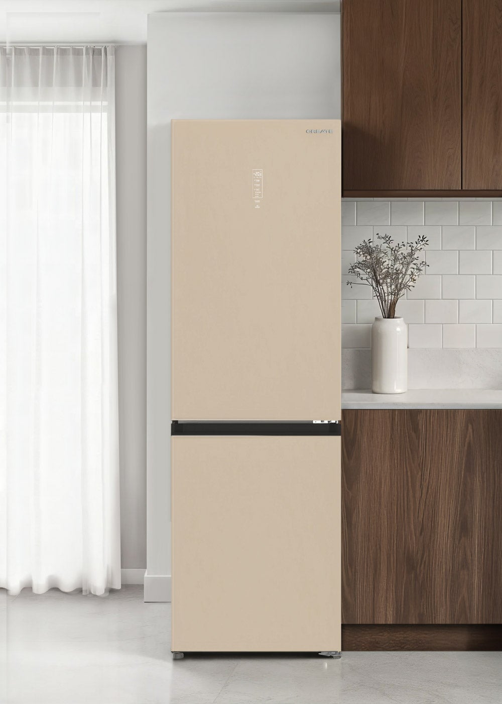CREATE - FRIDGE STUDIO COMBI PRO 402 - Chłodziarko-zamrażarka 402 l No Frost z funkcją Space Pro i Care+ - Sable