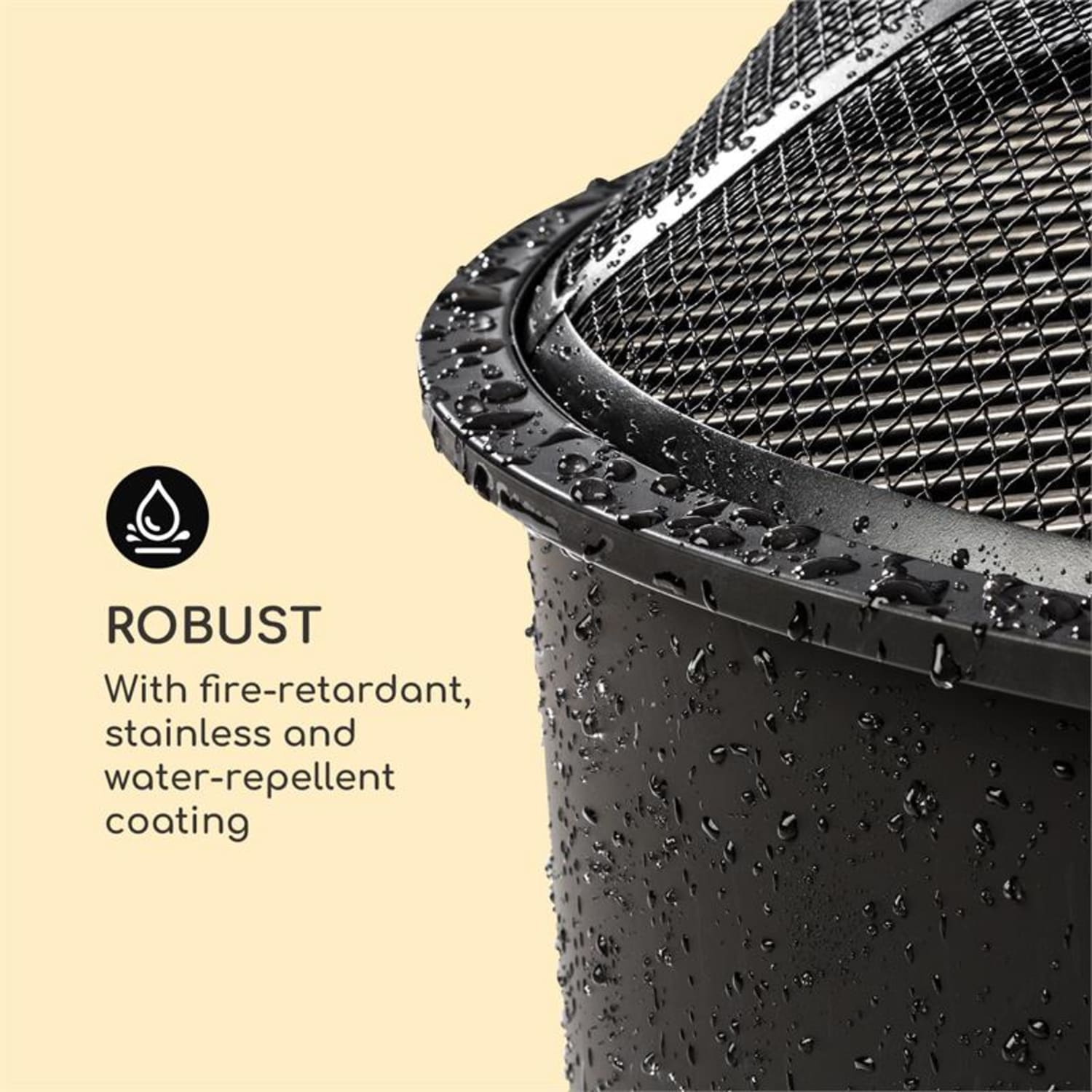 BLUMFELDT Oreos Braséro de jardin Ø75 cm pare étincelles Ø 68cm grille acier Noir - 5