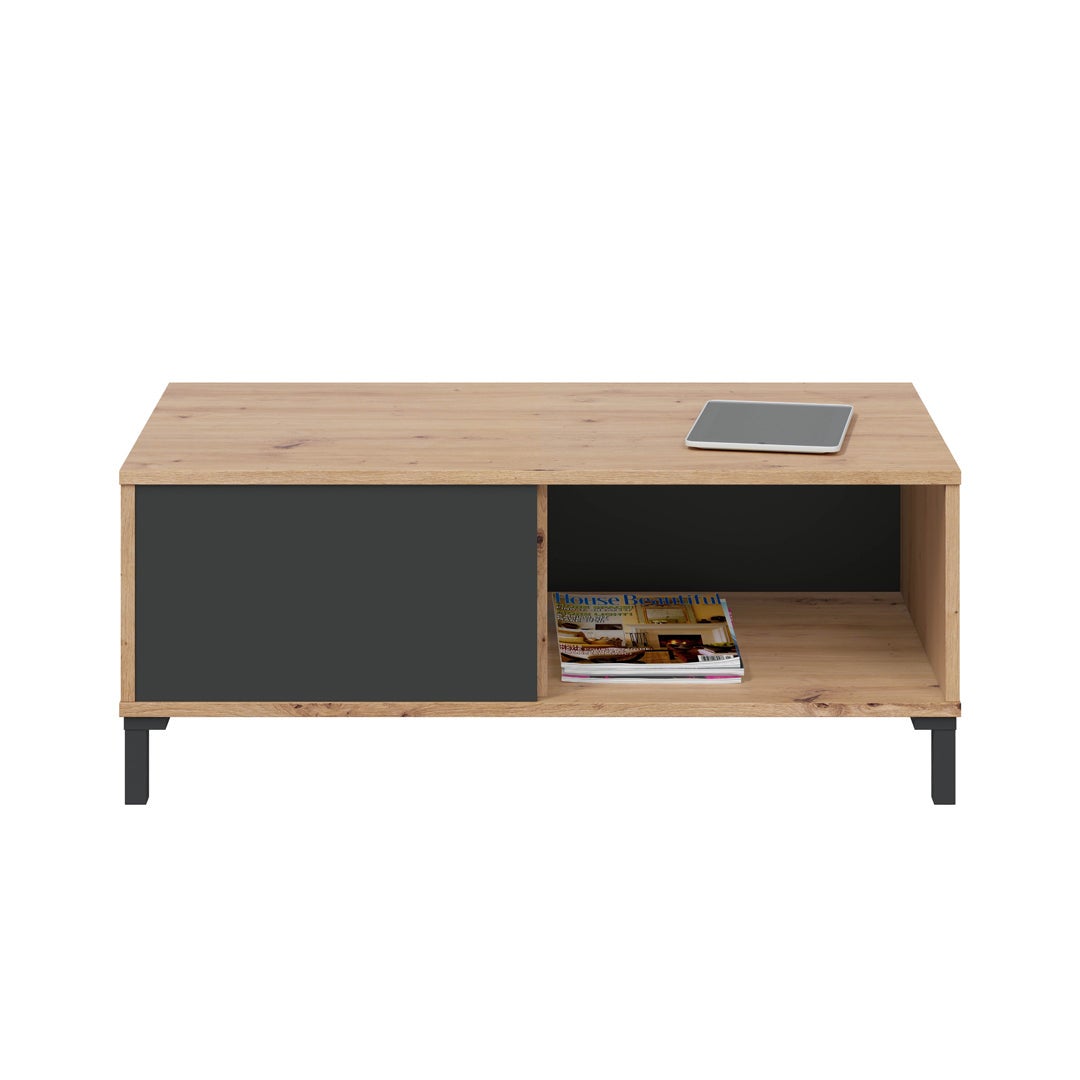 MESA DE CENTRO AUXILIAR 40X100X50 CM CINZA ANTRACITE E CARVALHO NODI - 5