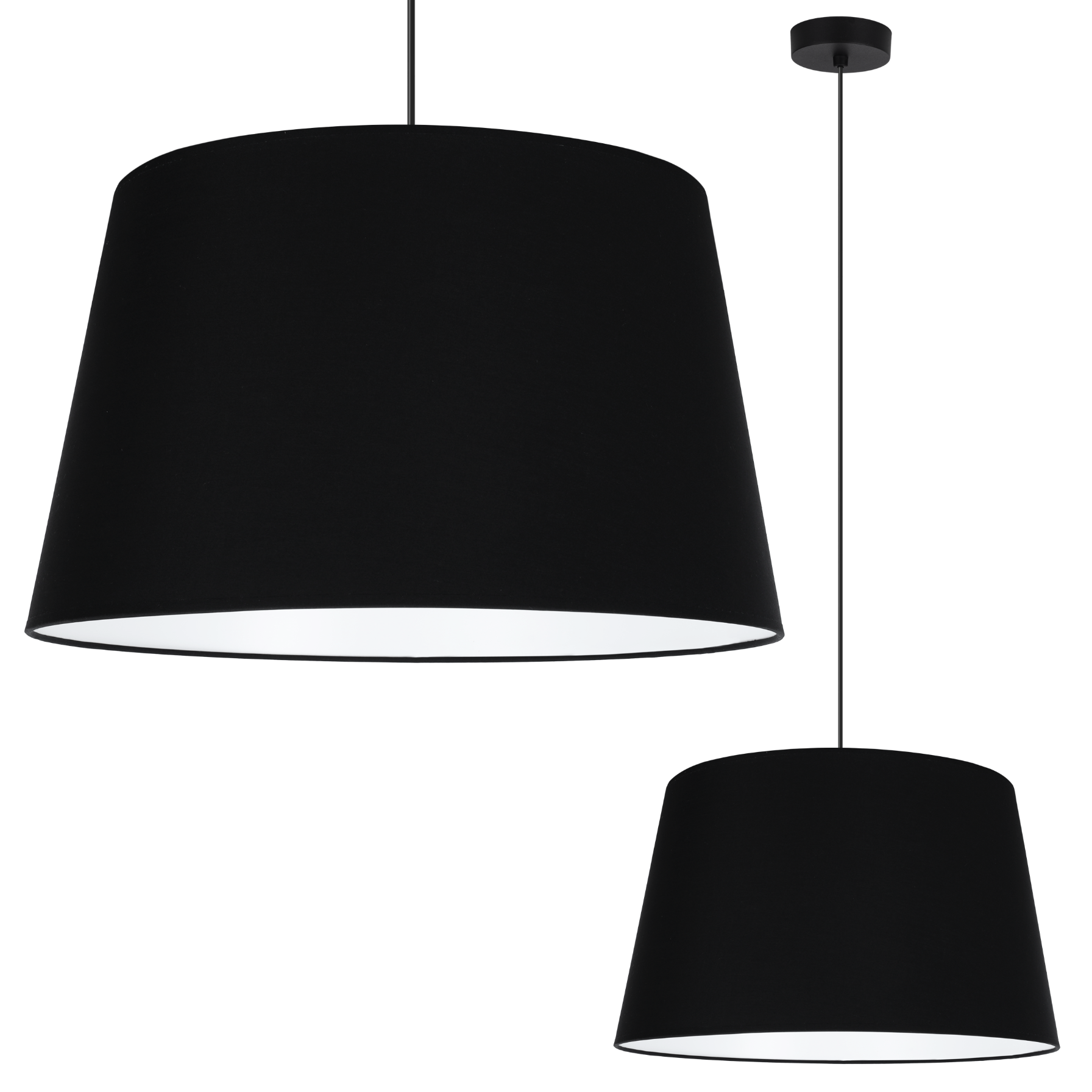 Lampa sufitowa wisząca Juta czarna boho 1xE27 abażur okrągły stożek 44cm czarny Light Home LH