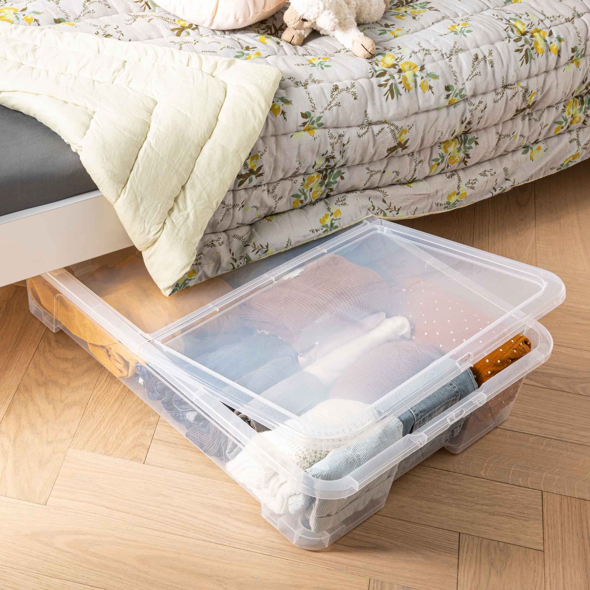 Lot de 2 boîtes de rangement sous le lit à roulettes 50L en plastique transparent avec couvercle VIEW BOX - 4