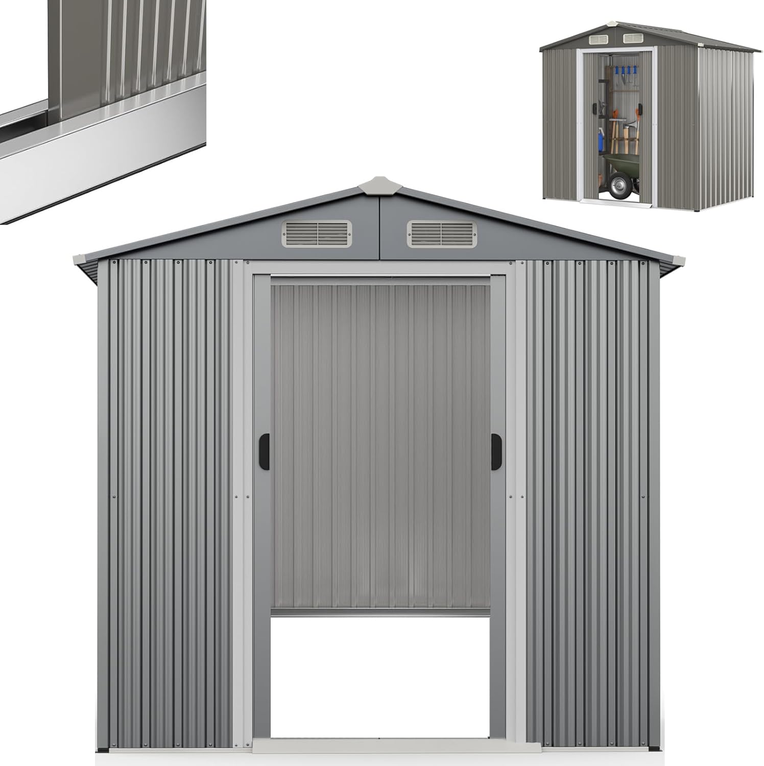 LIFEZEAL Abri de Jardin en Métal 3,6M3-2,2M2 avec Double Porte ...