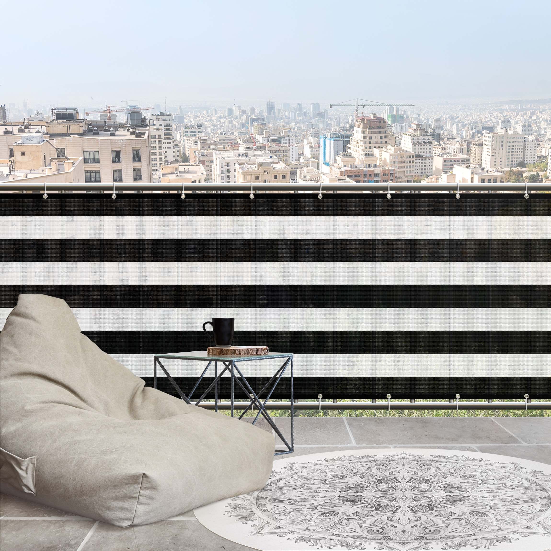Brise vue Pour Balcon Rayures Horizontales En Noir Profond 1000 X 100 Brise vue pour balcon rayures horizontales en noir profond 1000 x 100