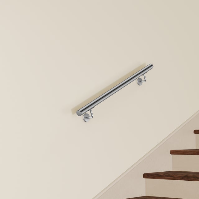 Main Courante Murale pour Escalier en Inox 304 argent - Rampe Escalier 100 cm avec Supports Fixation et Embouts Inclus - Usage Intérieur & Extérieur