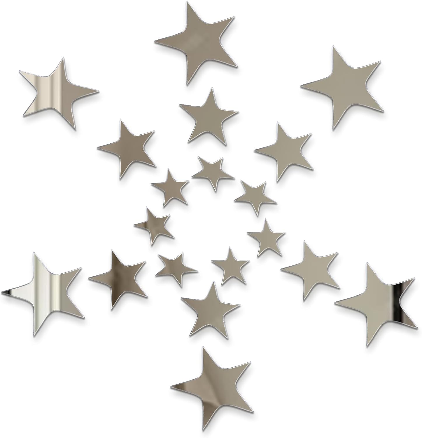 40 sztuk akrylowych naklejek ściennych w kształcie gwiazdek na lustra, naklejki ścienne do salonu i sypialni, srebrne samoprzylepne naklejki na lustro