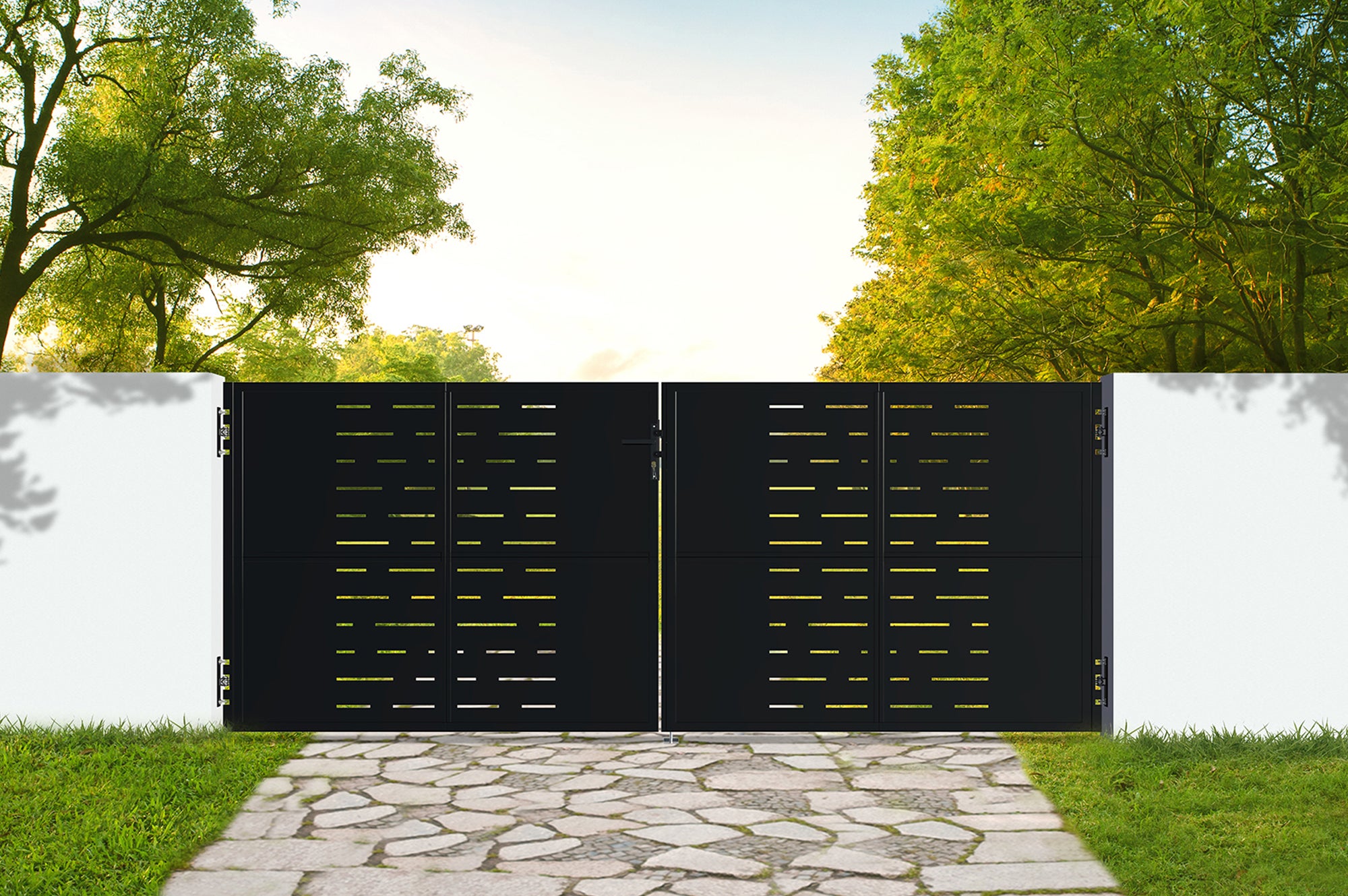 Portillon aluminium avec poteaux 1m - Casanoov - HALTI - H.140 cm / 2