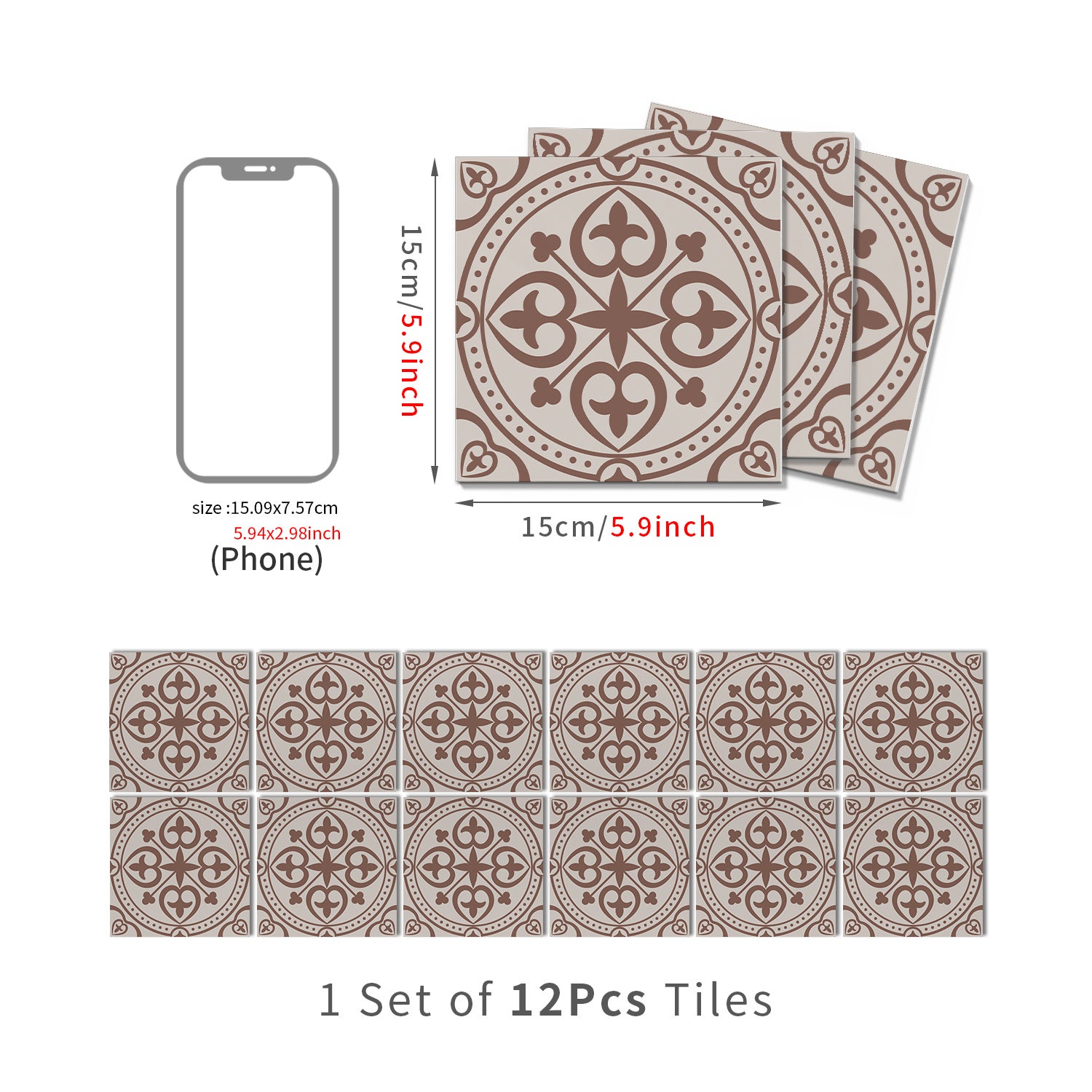 Lot de 12 panneaux muraux 3D autocollants, Crédence adhésive, Autocollants décoratifs, Imperméables et résistants à la chaleur, 15 cm x 15 cm - 4