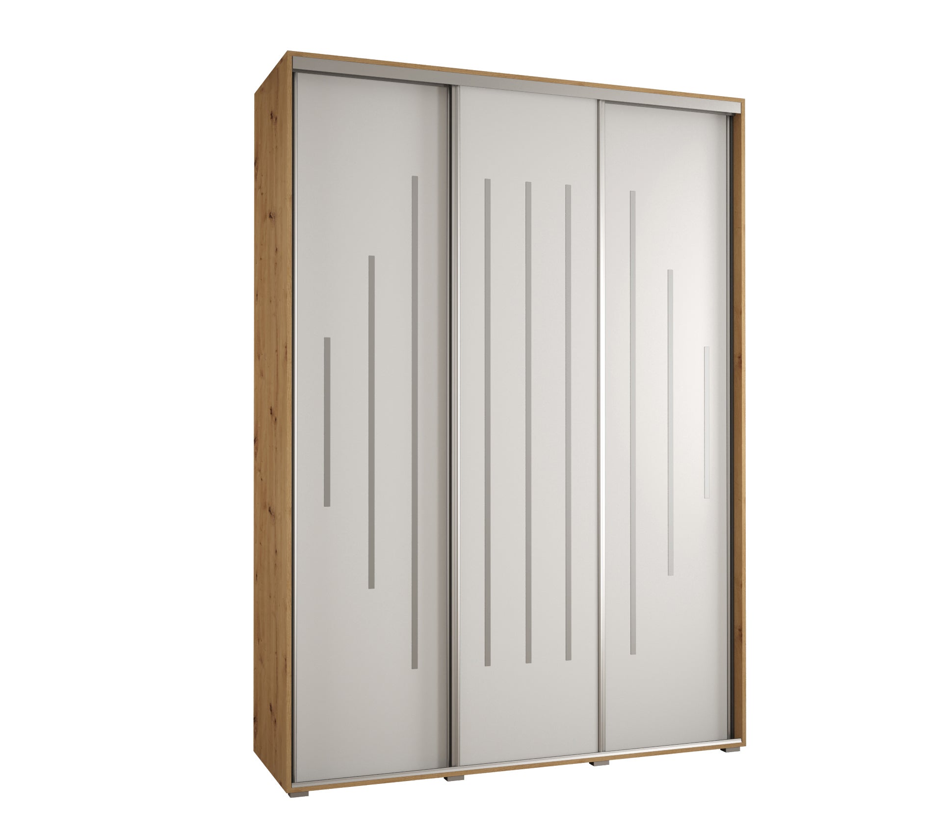 Szafa przesuwna wysoka Davos 12 180 x 45 x 235,2 cm artisan + biały + u. srebrny - Abiks Meble