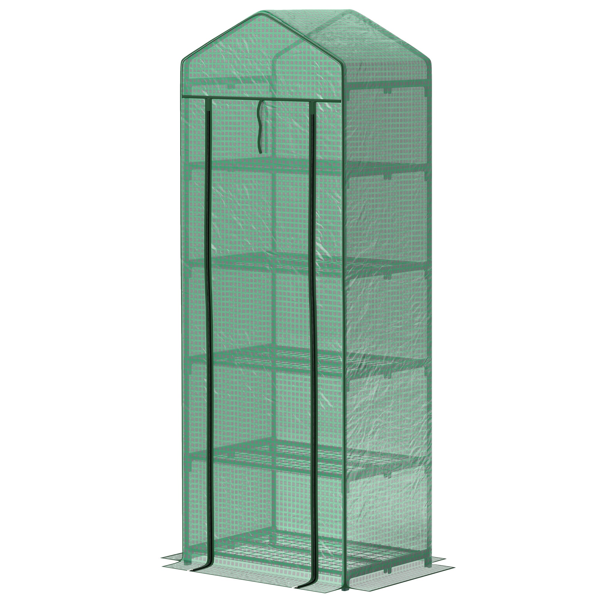 Mini serre pour fleurs ou légumes, acier, plastique, 69 cm (L) x 49 cm (l) x 193 cm (H), verte - 2