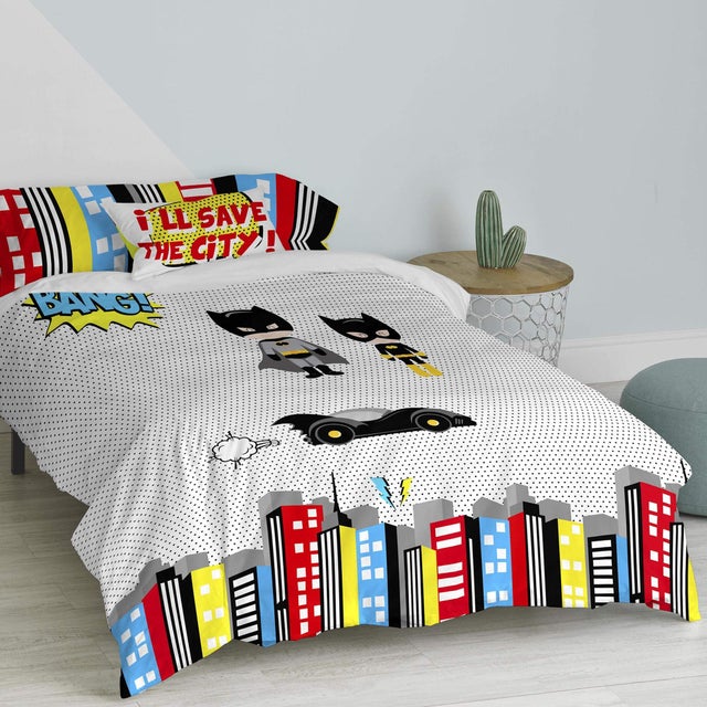 Bat Parure housse de couette 2 pièces 140x200 cm (Lit 80/90)