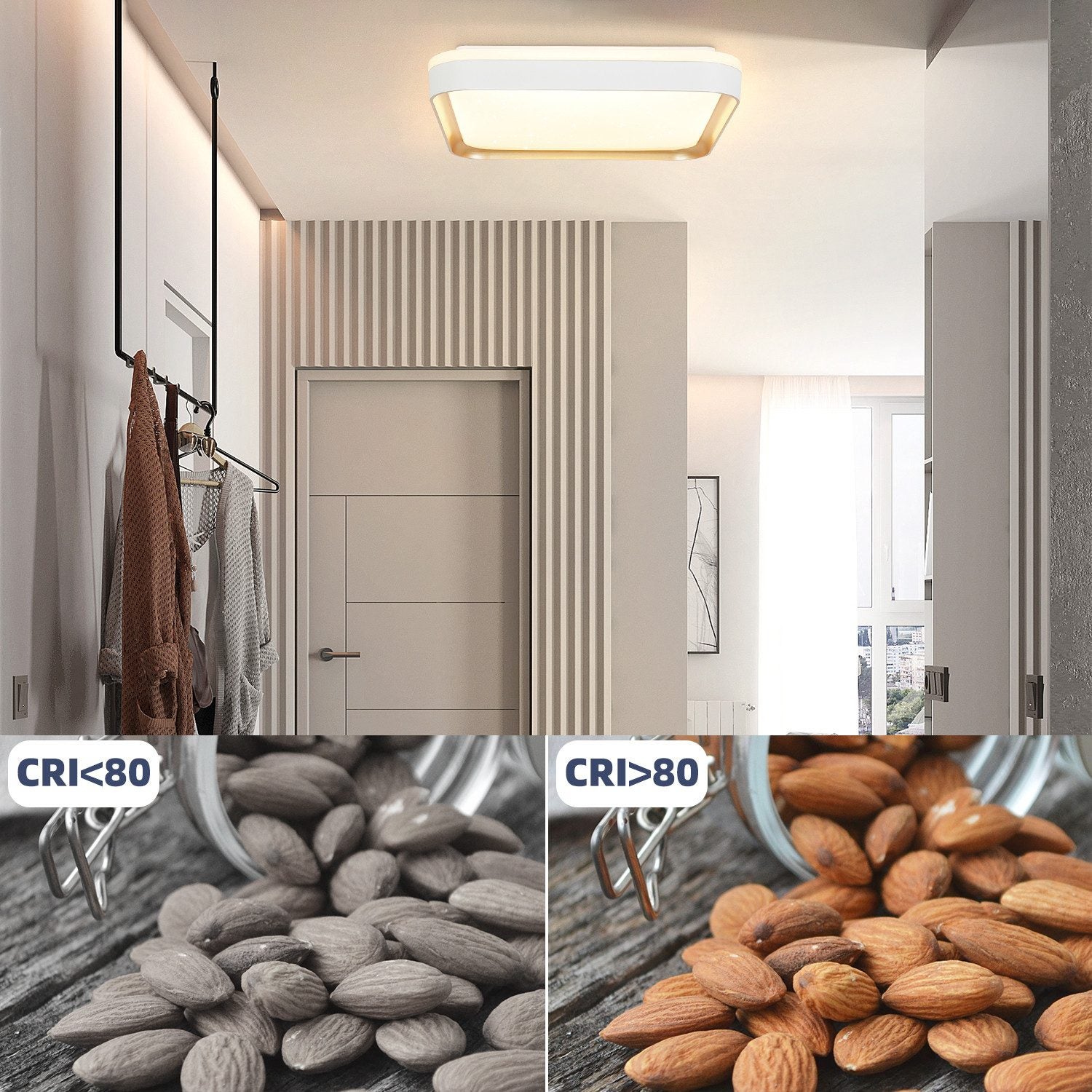 NETTLIFE Lámpara de Techo LED Lámpara de Dormitorio Regulable con Control Remoto 30 cm Lámpara de Moderna Lámpara de Cuadrada de 32 W Blanco - 5