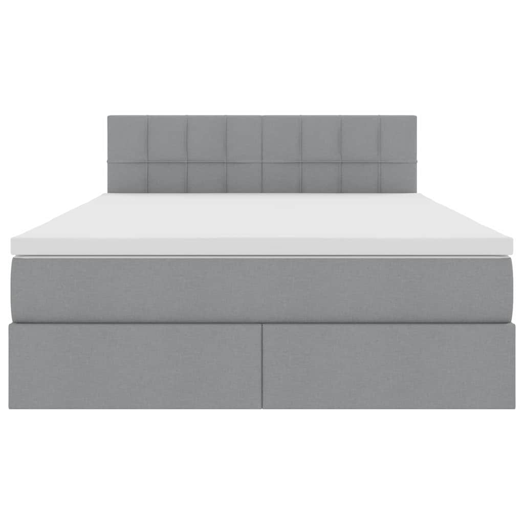 Lit avec rangement et matelas gris clair 140 x 200 cm velours - 7