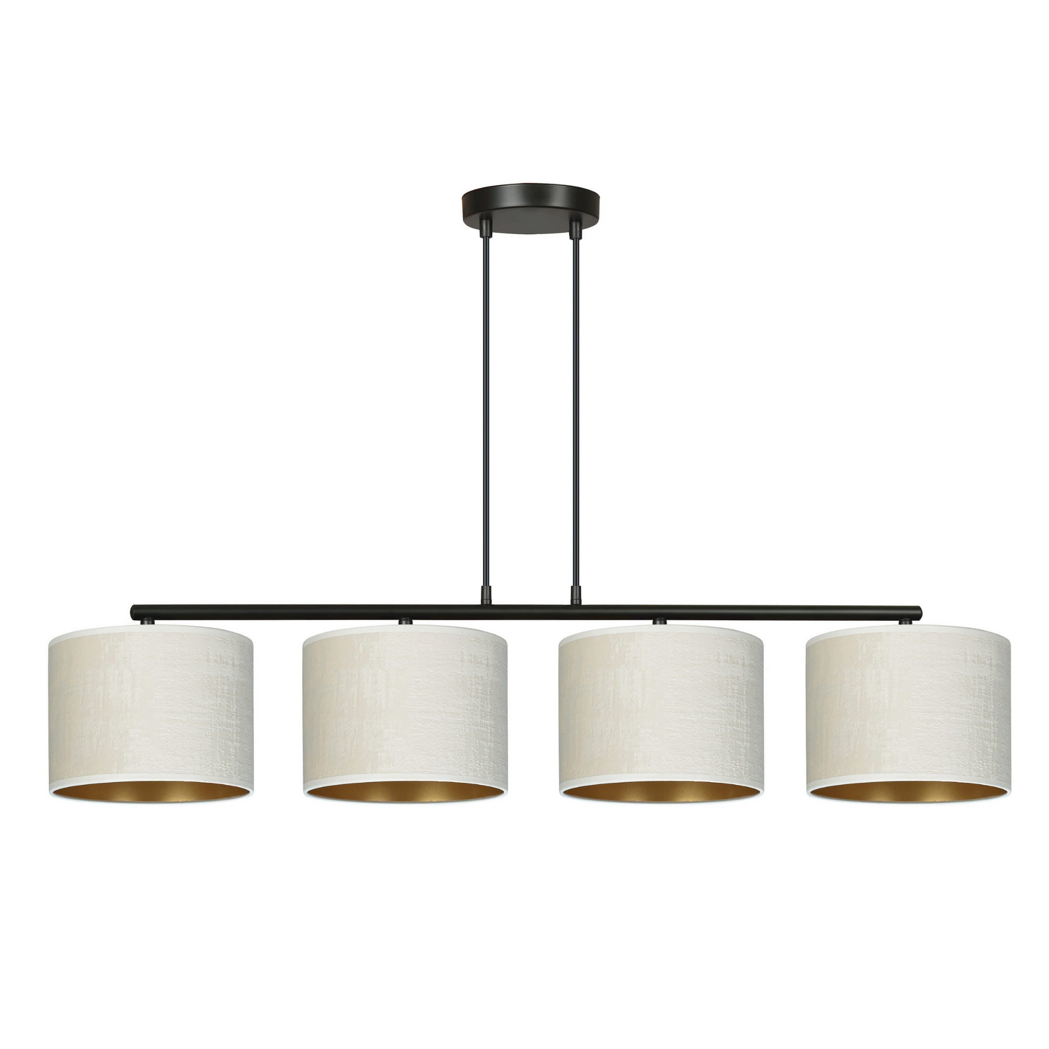 Lampa wisząca Hilde czarno-beżowa-złota 4xE27x15W abażury tekstylne wym: 100 x 97 x 20 cm tkanina Emibig